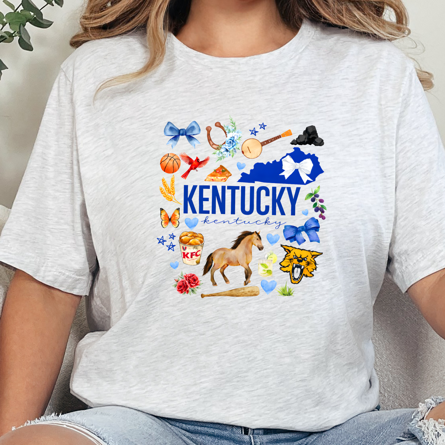 Wholesale Kentucky Icons Graphic Tee - Ash Tee