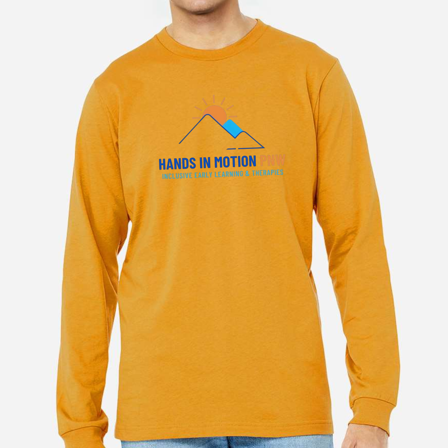 Wholesale Hands In Motion Graphic Long Sleeve Tee - Mustard LONG sleeve Tee