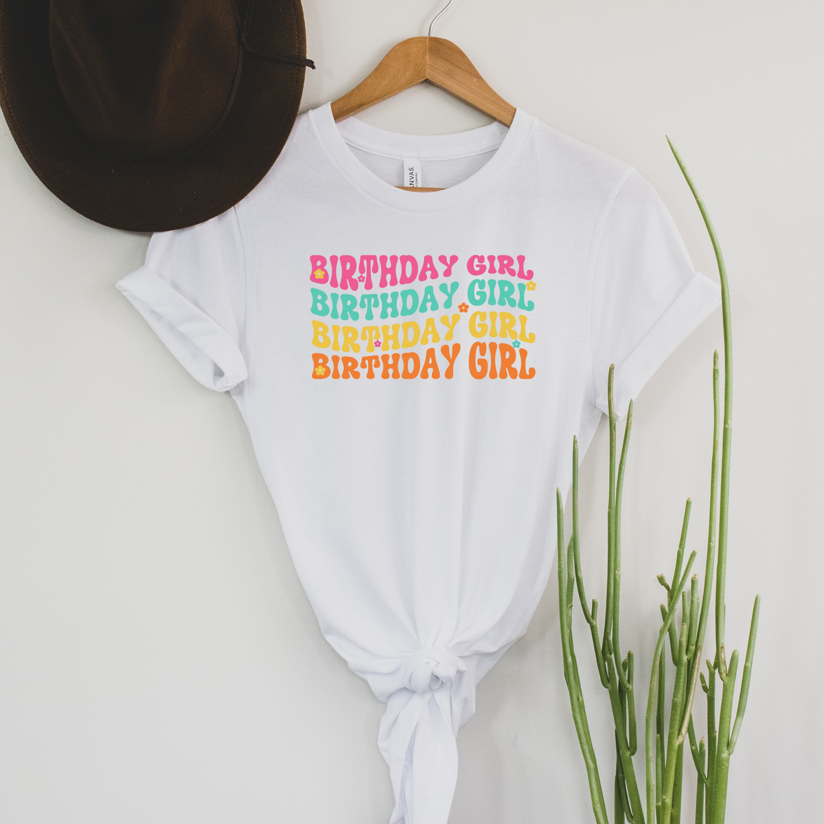 Wholesale Retro Birthday Girl Graphic Tee - White Tee