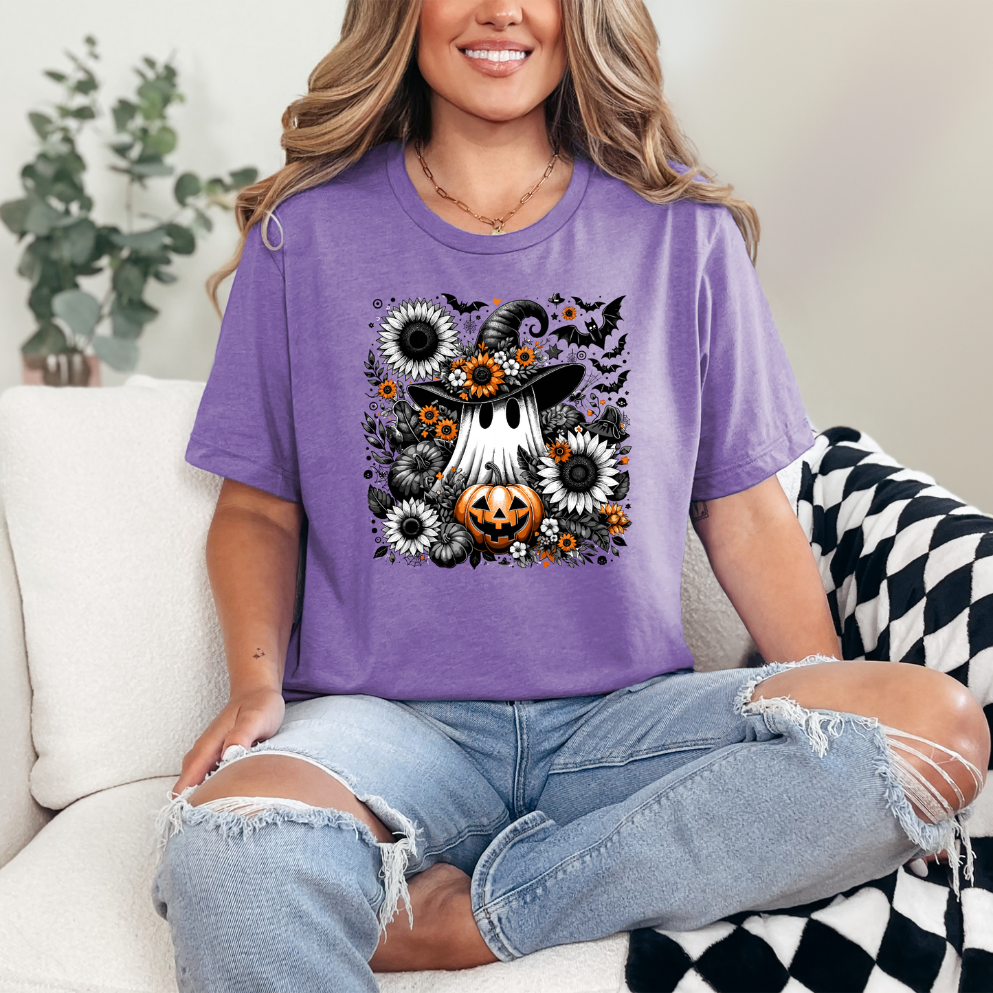 Floral Ghost Pumpkin Graphic Tee