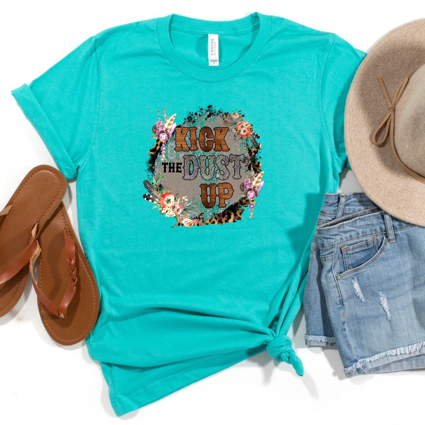 Wholesale Kick the Dust Up Graphic Tee - Teal