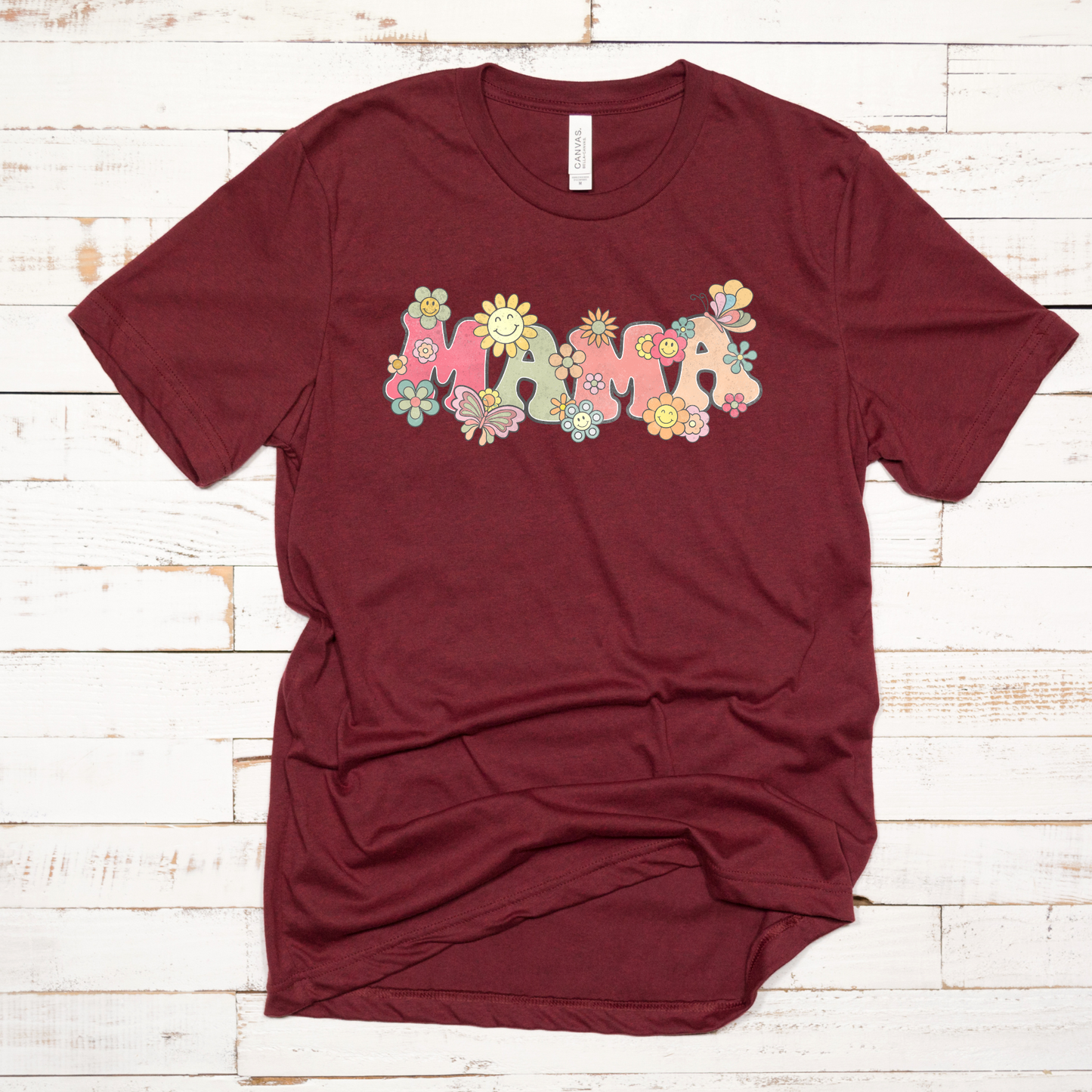 Wholesale Floral Mama Graphic Tee - Maroon Tee