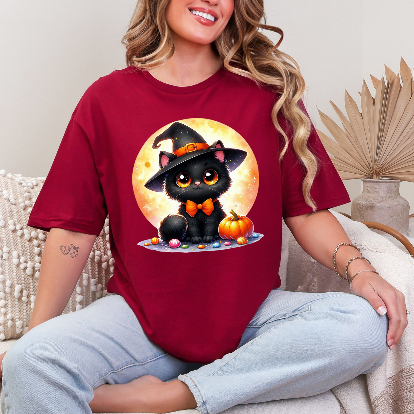 Cat with Moon Graphic Tee