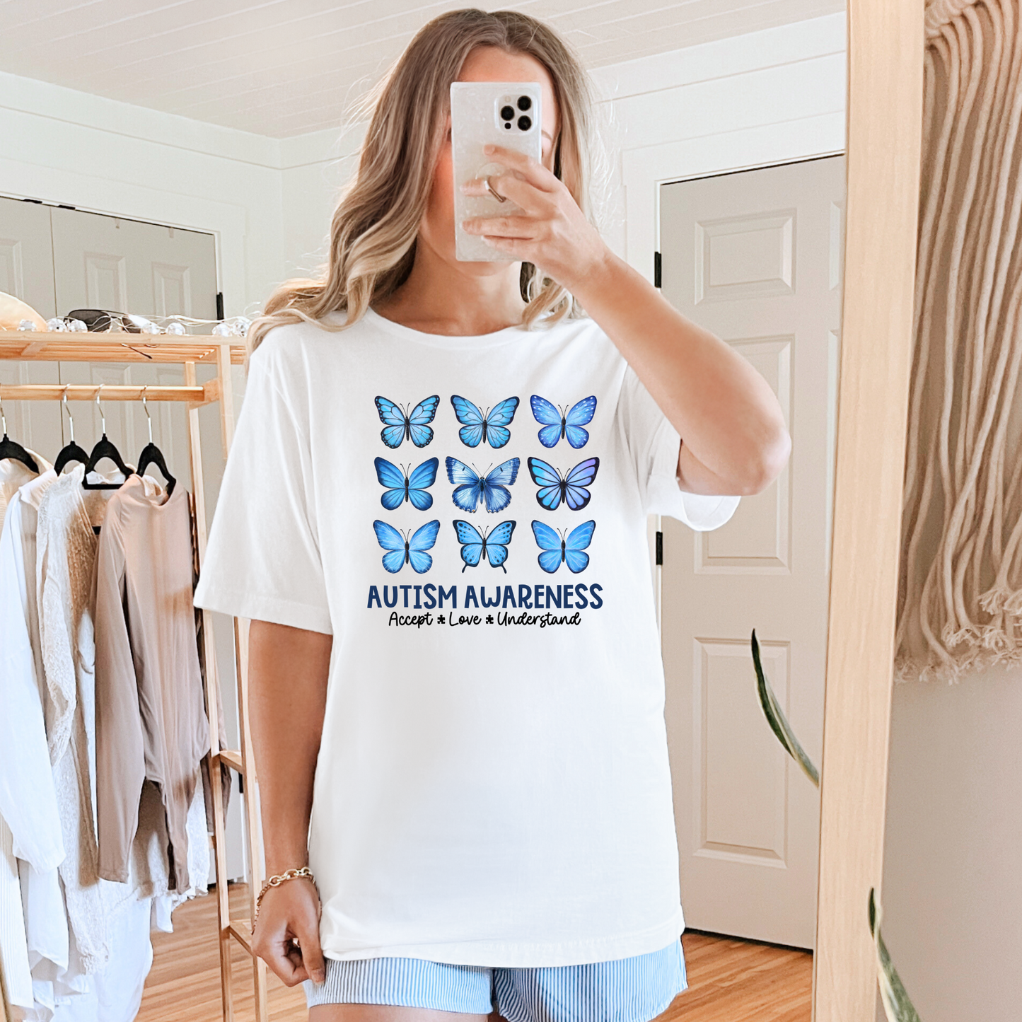 Wholesale Autism Butterfly Graphic Tee - White Tee