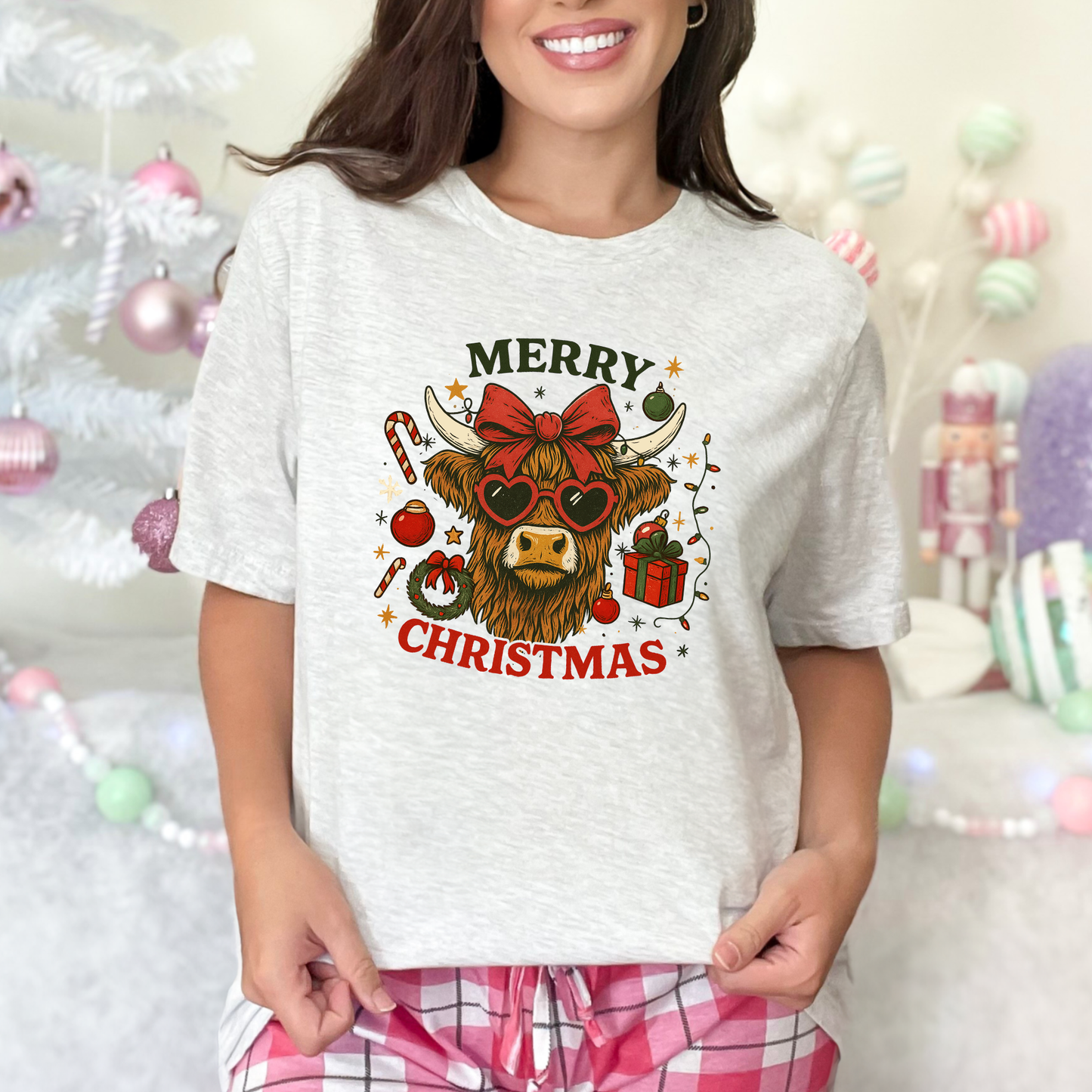 Merry Christmas Cow Graphic Tee