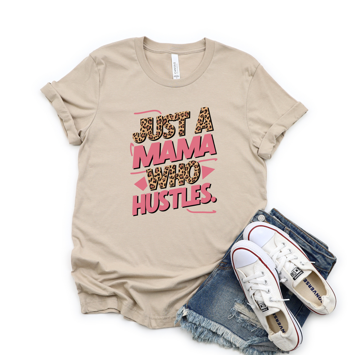 Wholesale Mama who hustles Graphic Tee - Tan Tee