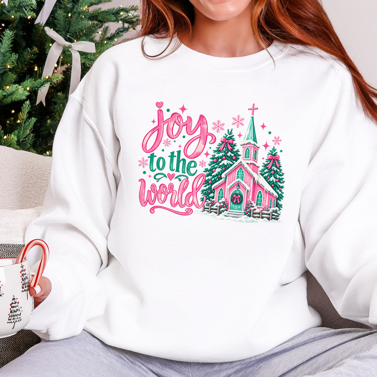 Wholesale Joy To the World Church Graphic Sweatshirt - White