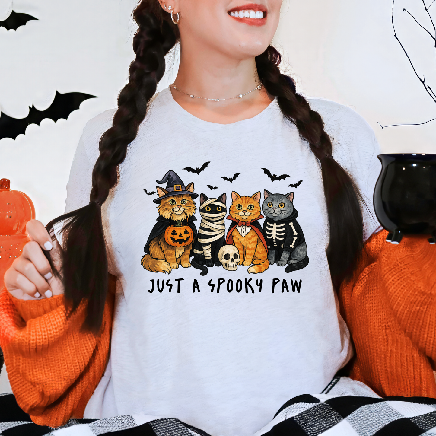 Cat Spooky Paw Graphic Tee or Sweatshirt