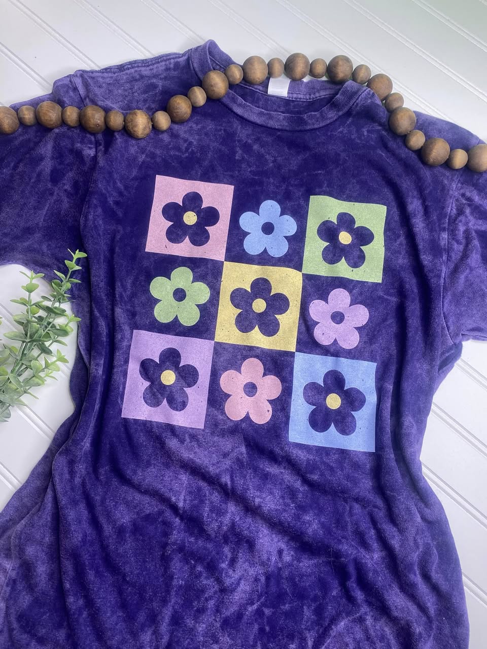 Wholesale Retro Spring Floral Graphic Tee - Cloud Purple Vintage Tee