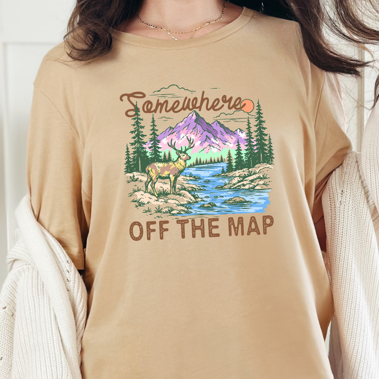 Wholesale Somewhere Off The Map Graphic Tee- Sand Dune