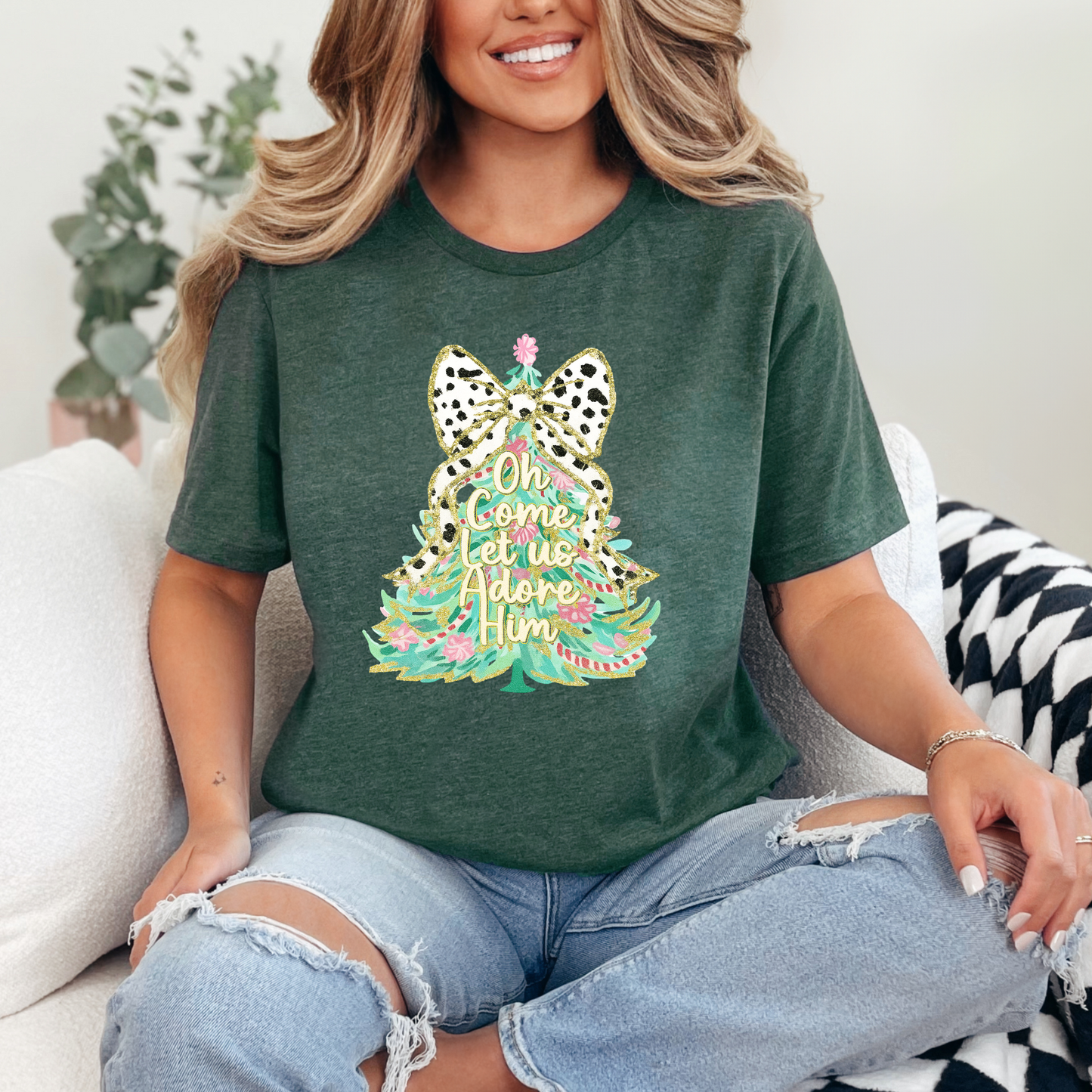 Let us Adore Him Bow Graphic Tee