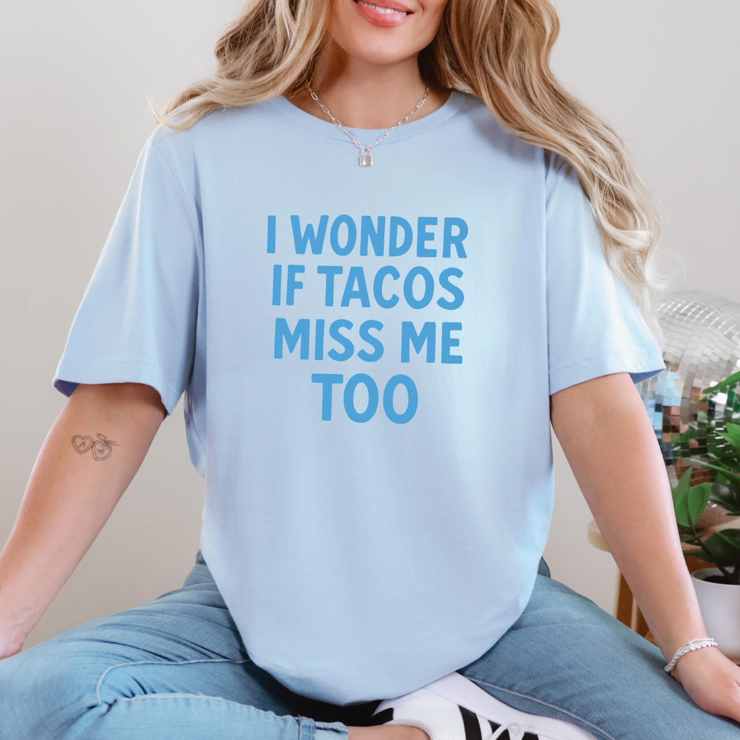 Wholesale Tacos Miss Me Graphic Tee - Baby Blue Tee