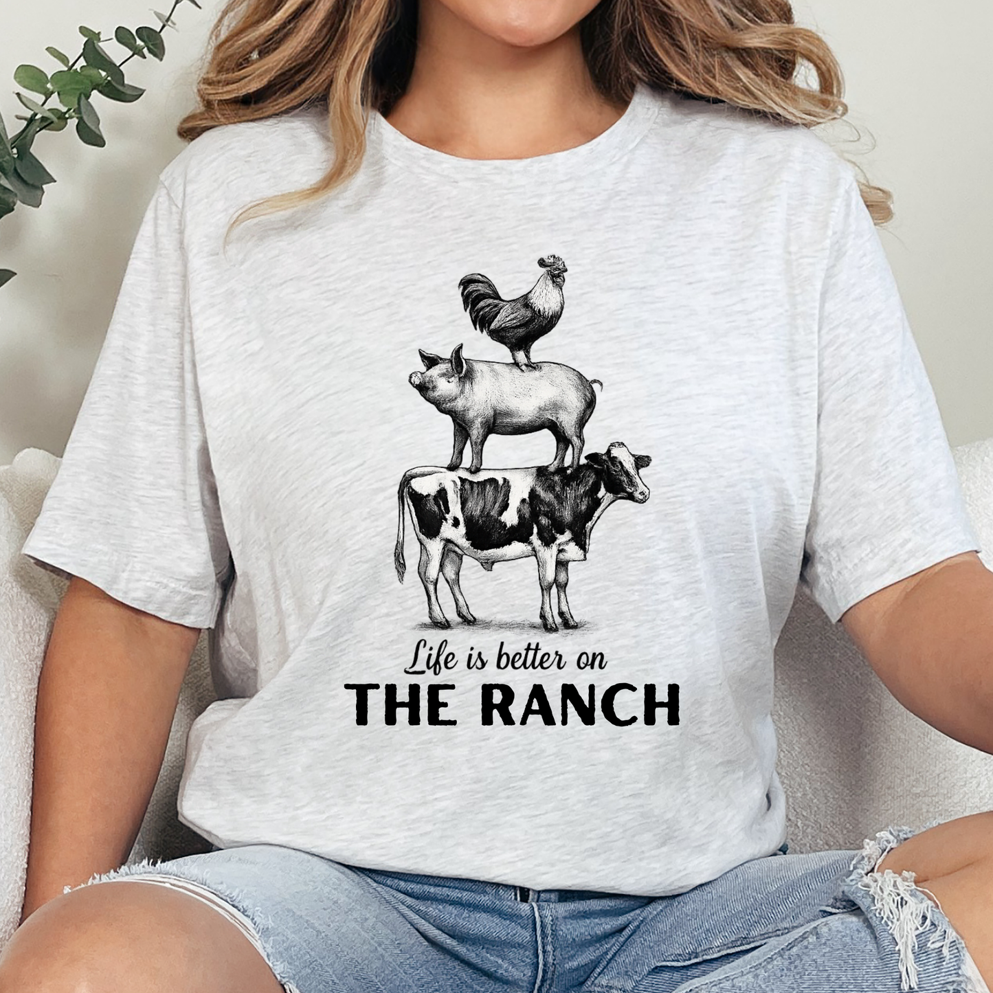 Wholesale Life Is Better On The Ranch Graphic Tee - Ash Tee