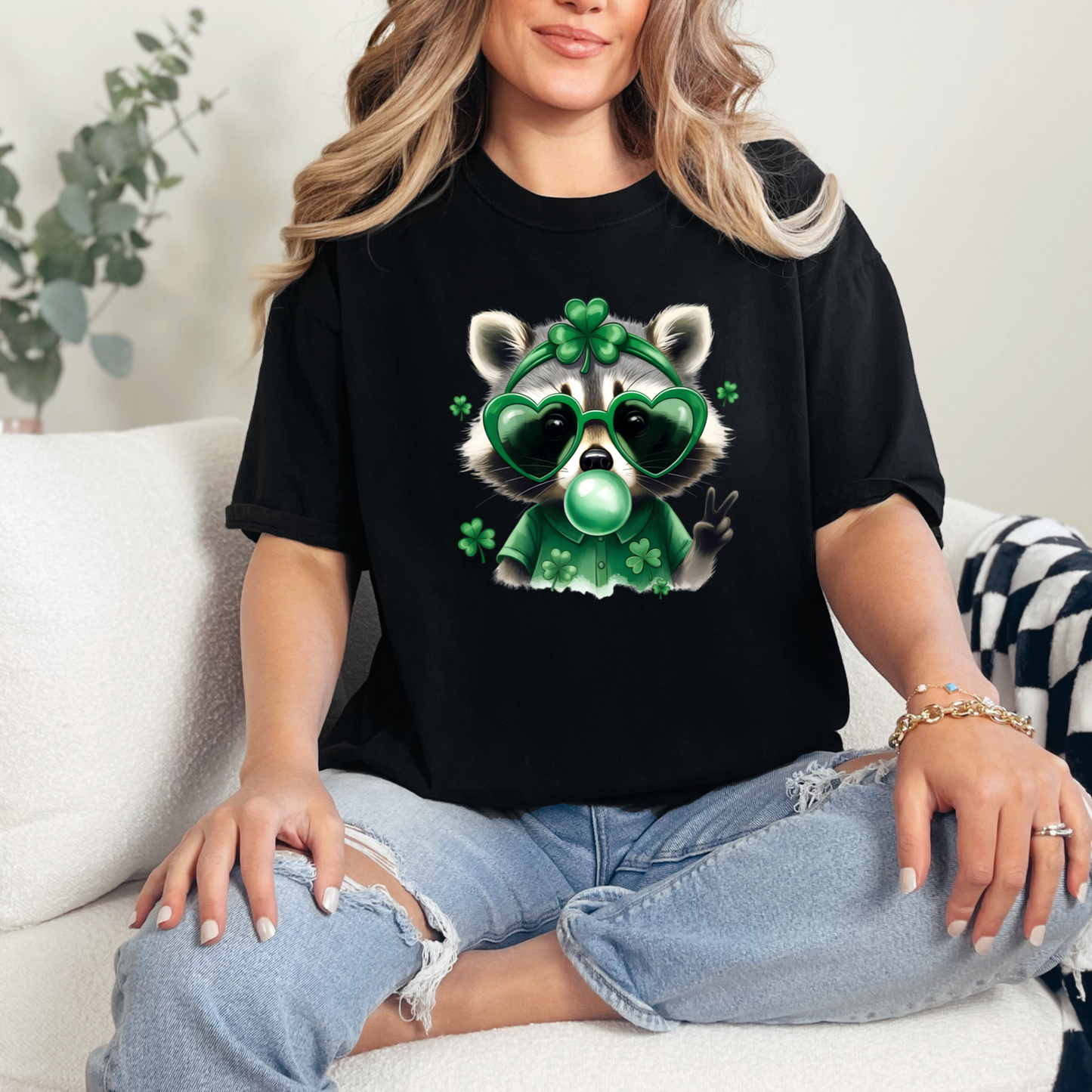 Funny Raccoon St. Patrick's Day Graphic Tee