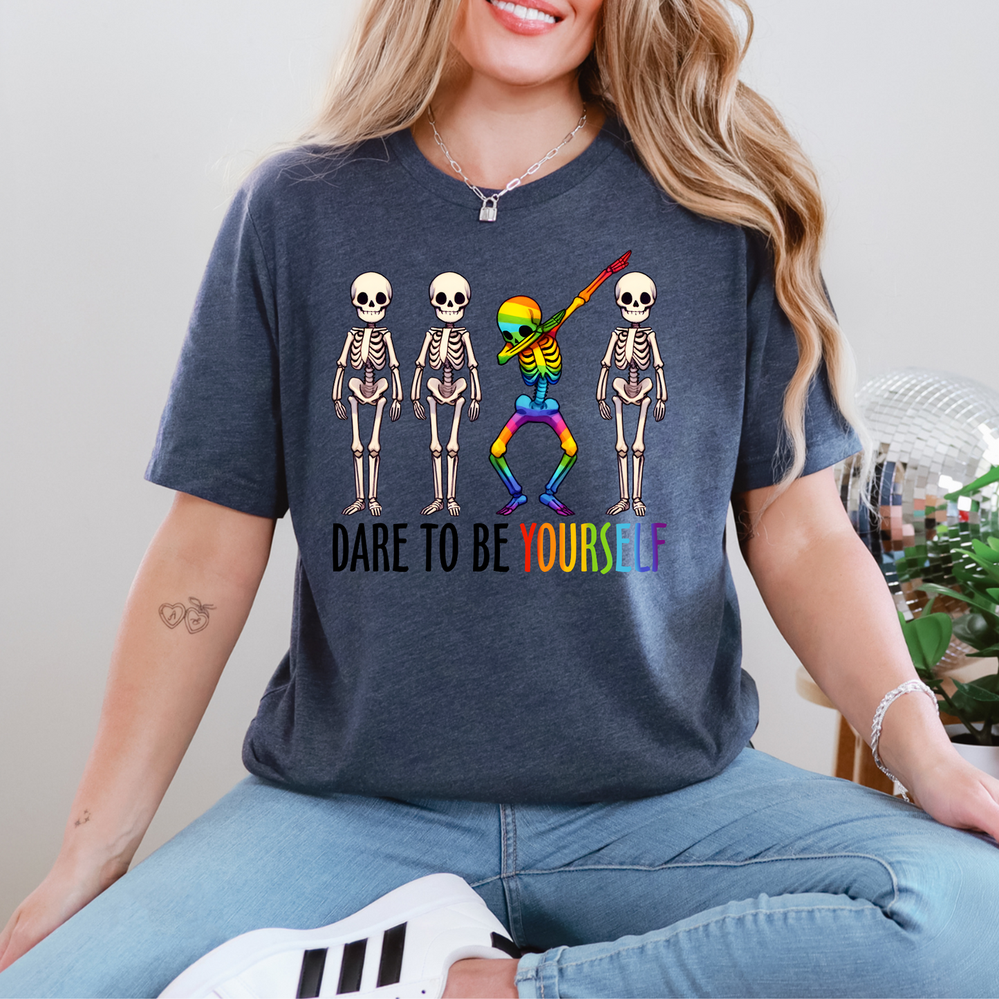 Wholesale Dare to be Yourself Graphic Tee - Baby Blue Tee