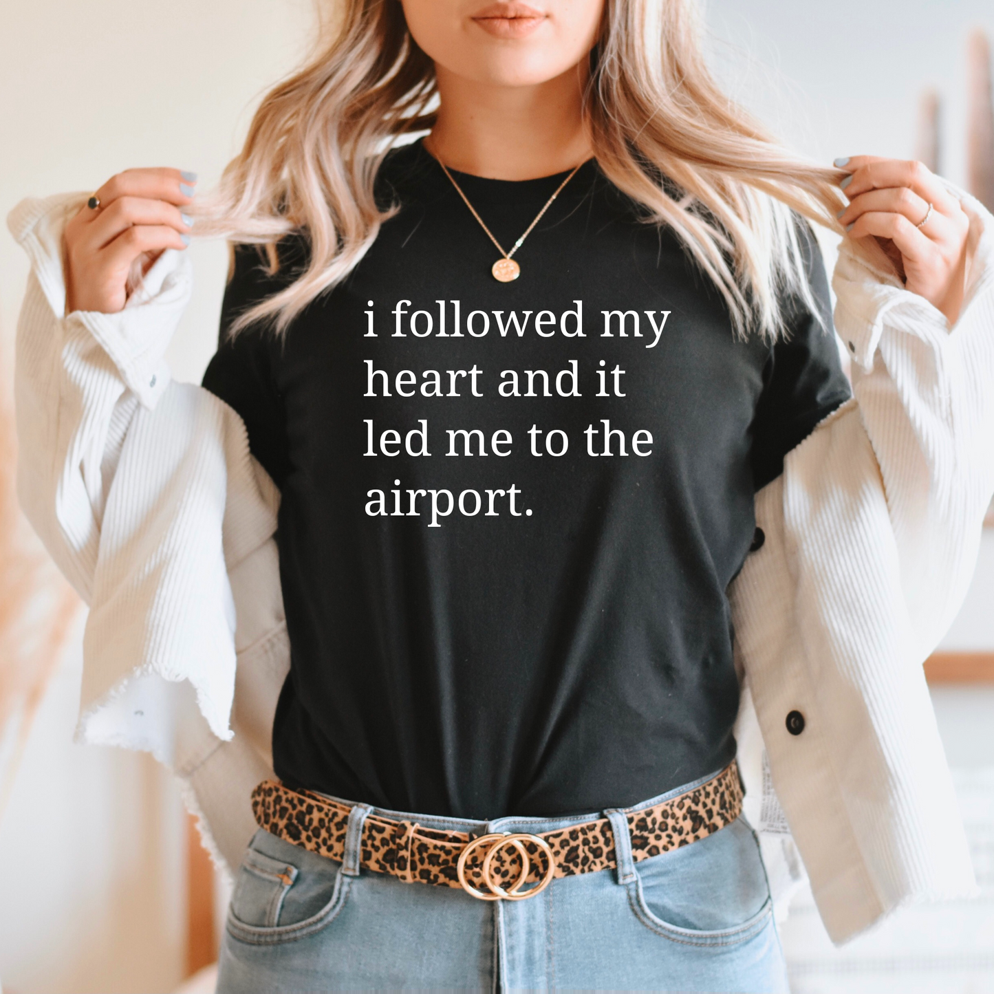 Wholesale I followed my heart Graphic Tee - Black Tee
