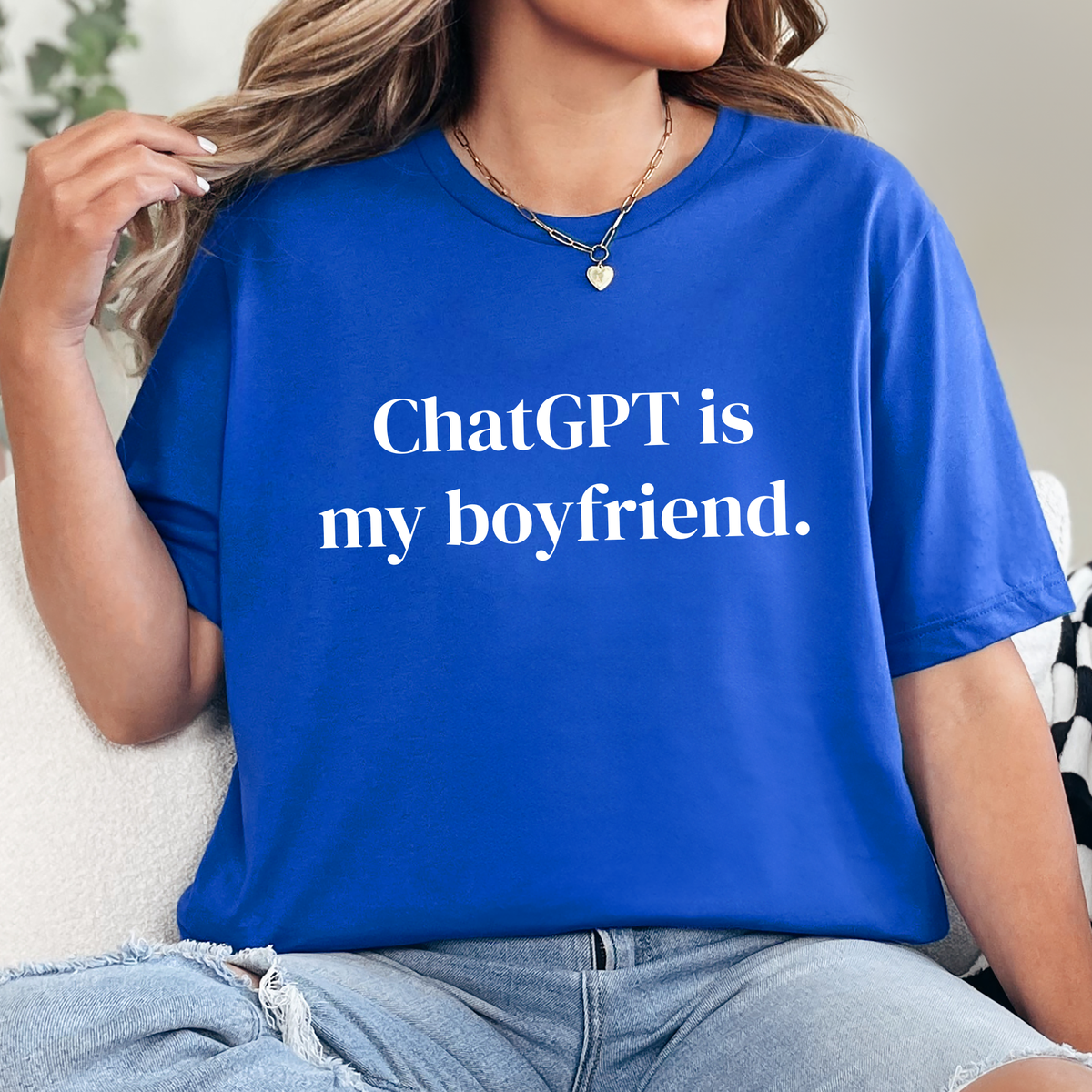 Wholesale ChatGPT is my Boyfriend Graphic Tee - True Royal