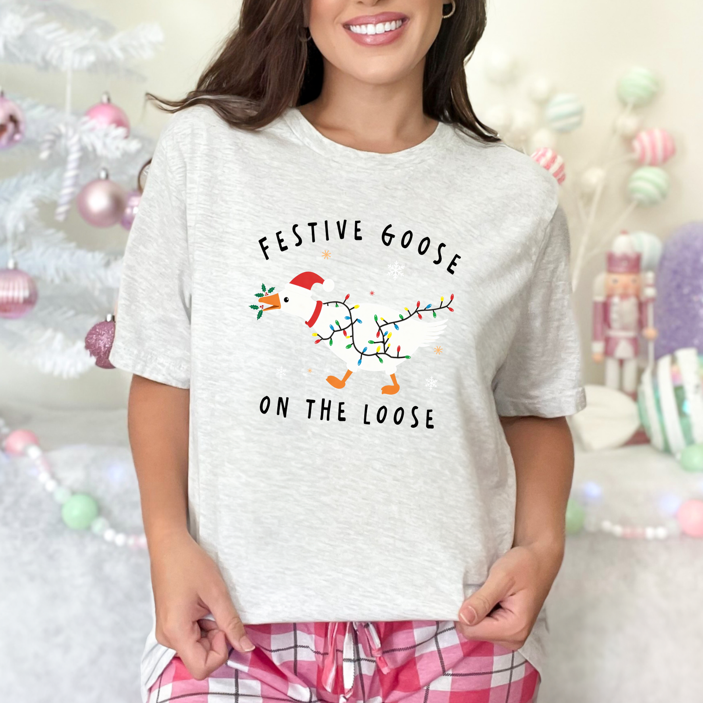 Festive Goose On the Loose Graphic Tee