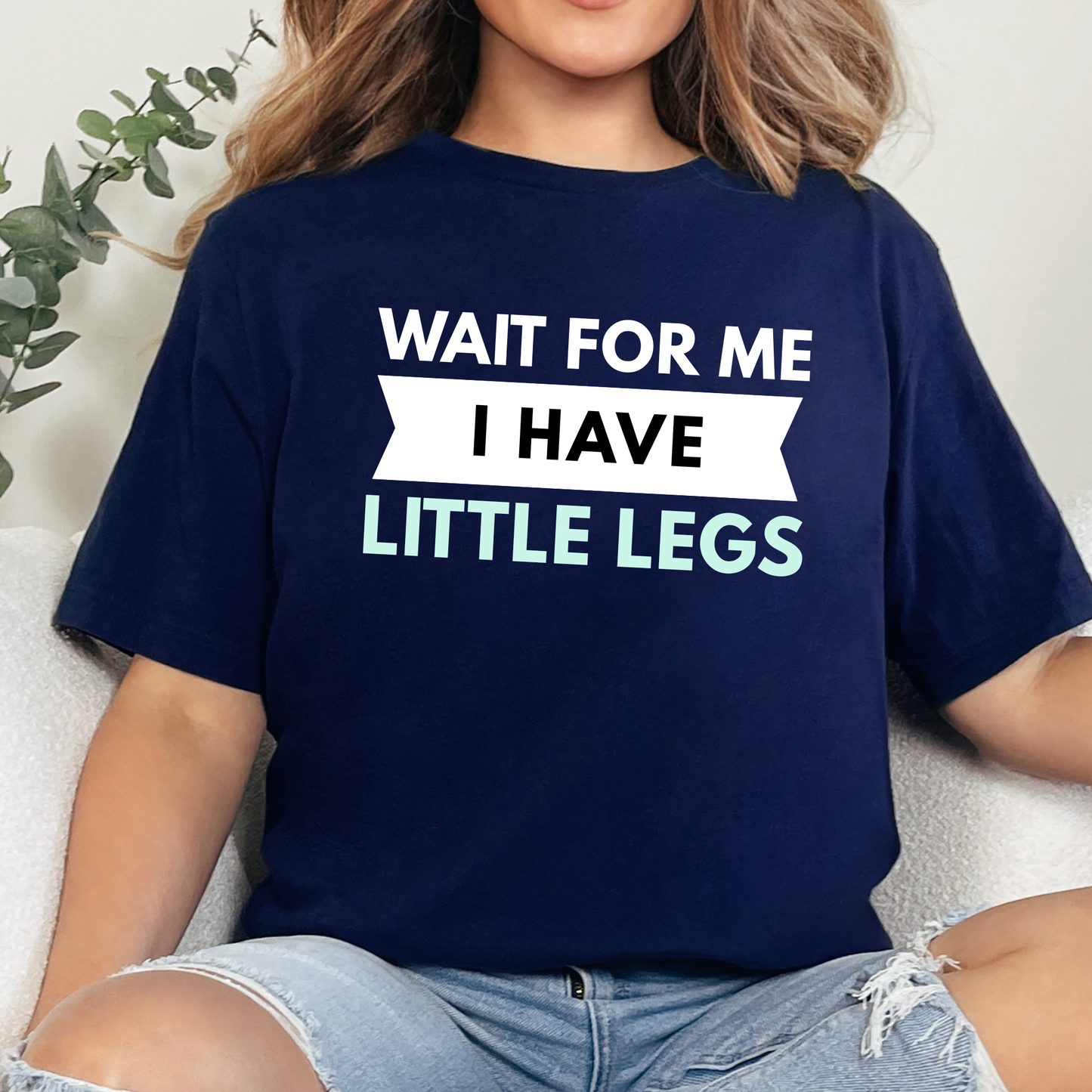 Wholesale Wait For Me I Have Little Legs Graphic Tee - Navy Tee