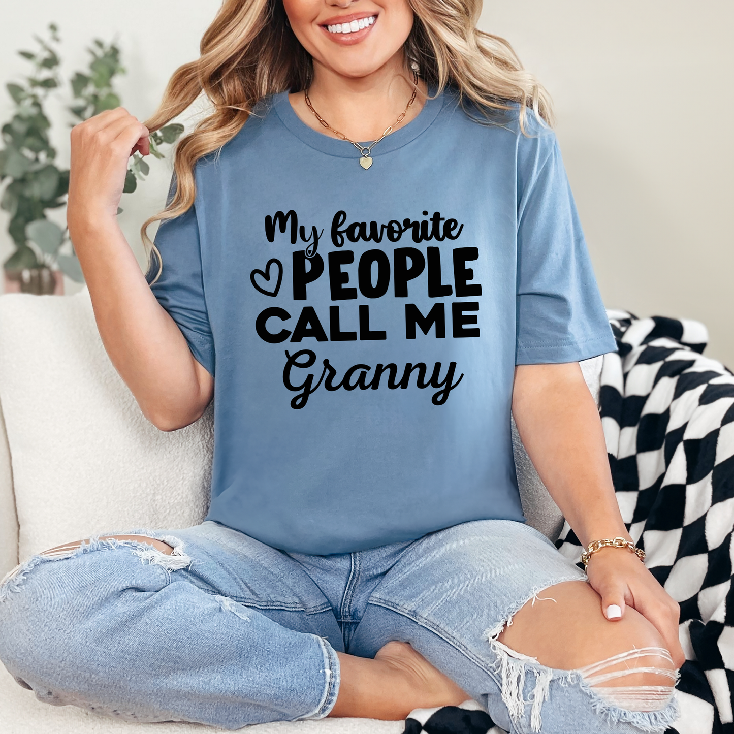 Wholesale Favorite People Call Me Custom Graphic Tee - Steel Blue Tee