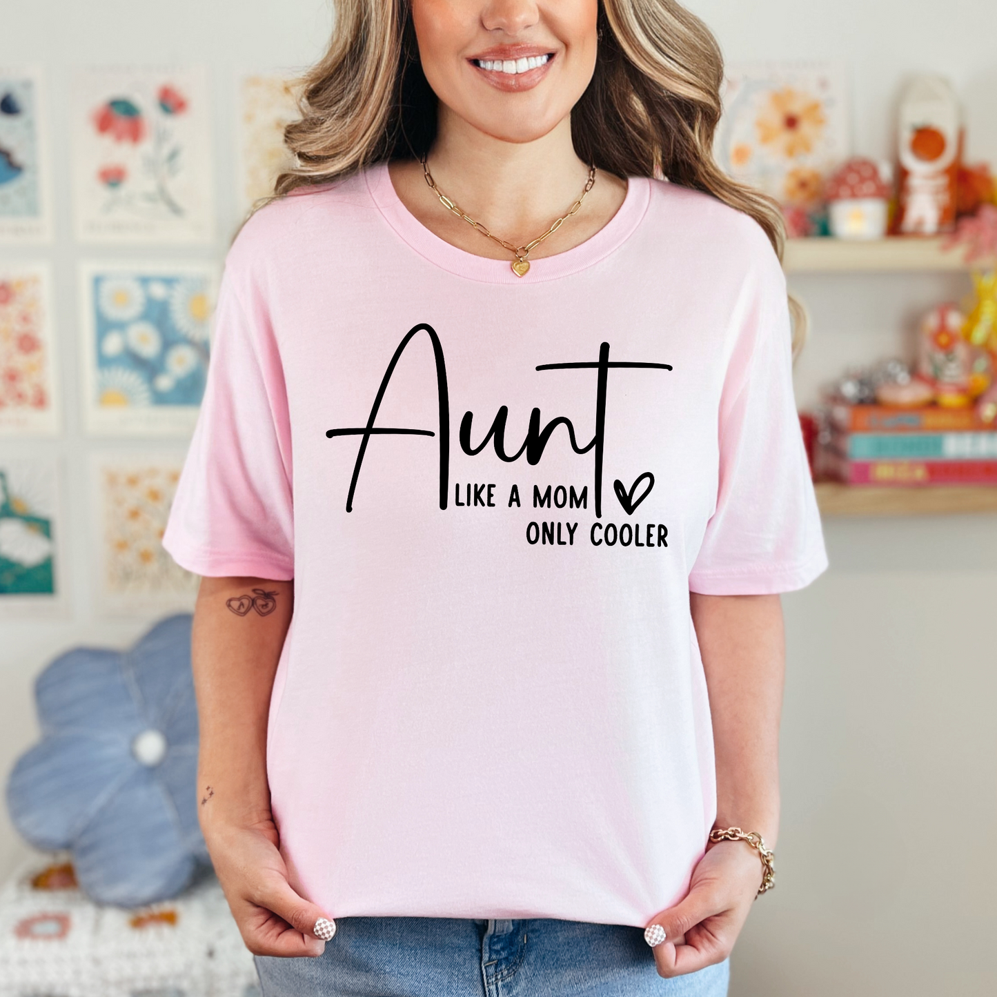 Wholesale Cool Aunt Graphic Tee - Pink Tee