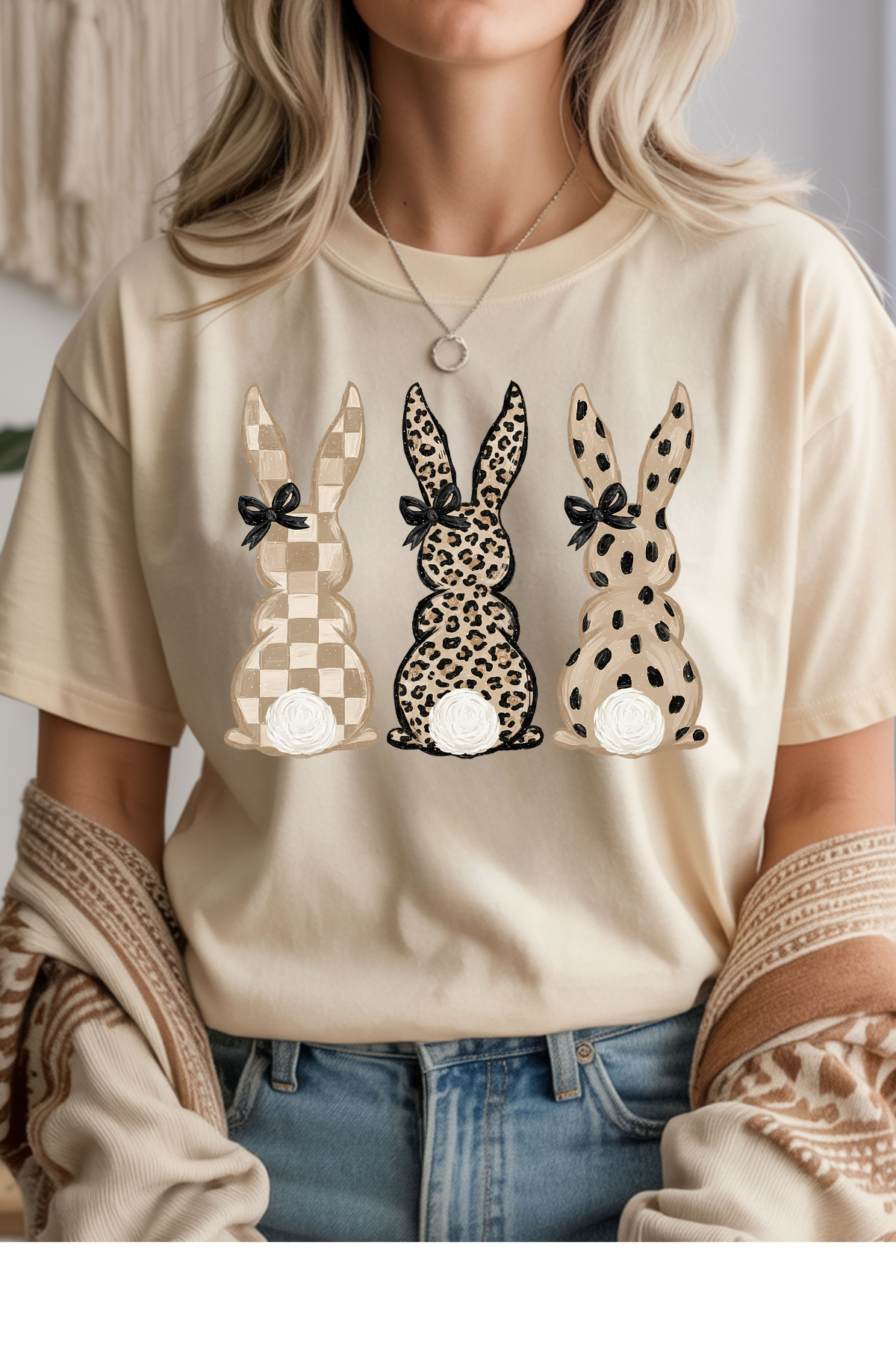 Wholesale Fern & Floral - Neutral Bunnies #6 - Natural Gildan Tee