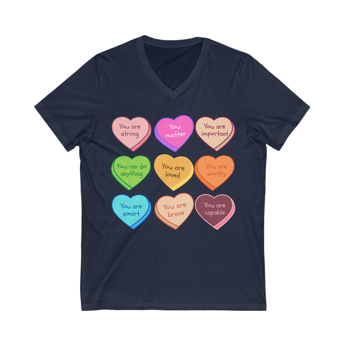 Wholesale Affirmations Hearts Graphic Tee - White V Neck