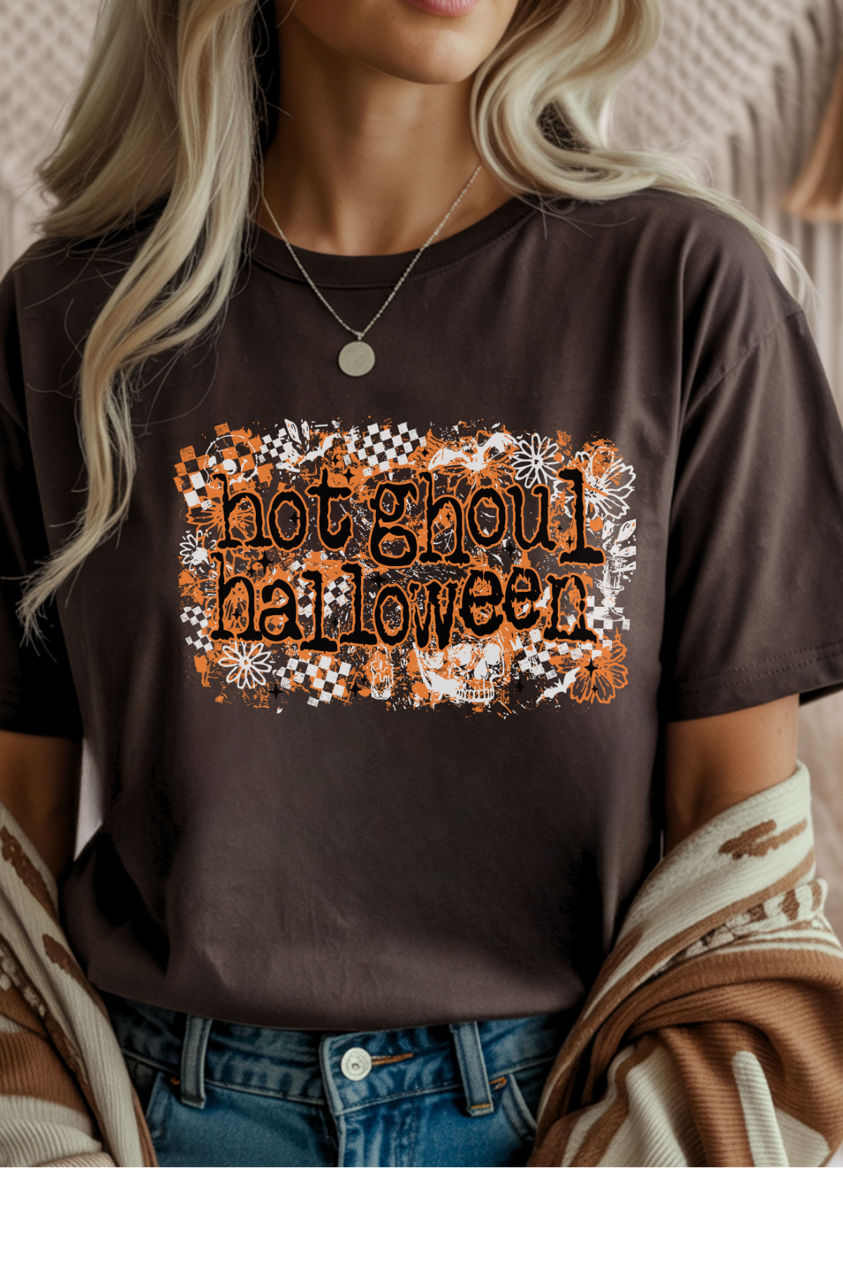 Wholesale Fall Whimsey - Hot Ghoul #4 - Dark Chocolate Gildan Tee