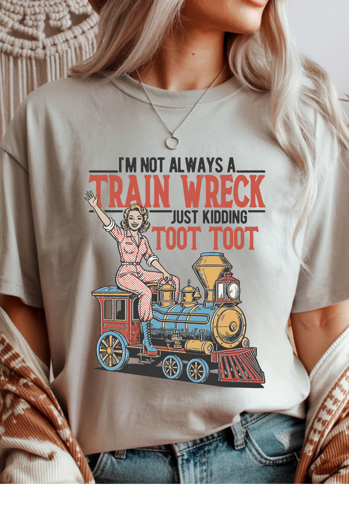 Wholesale Blush Theory - Train Wreck #2 - Ice Grey Gildan Tee