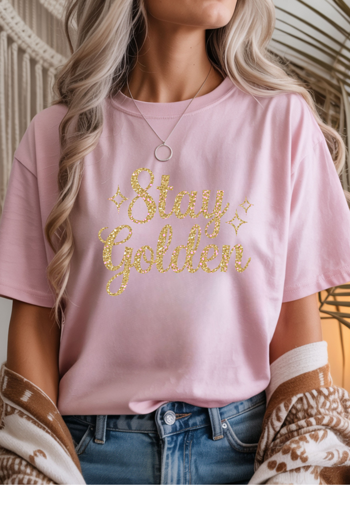 Wholesale Golden Hour - Stay Golden #9 - Light Pink Gildan Tee