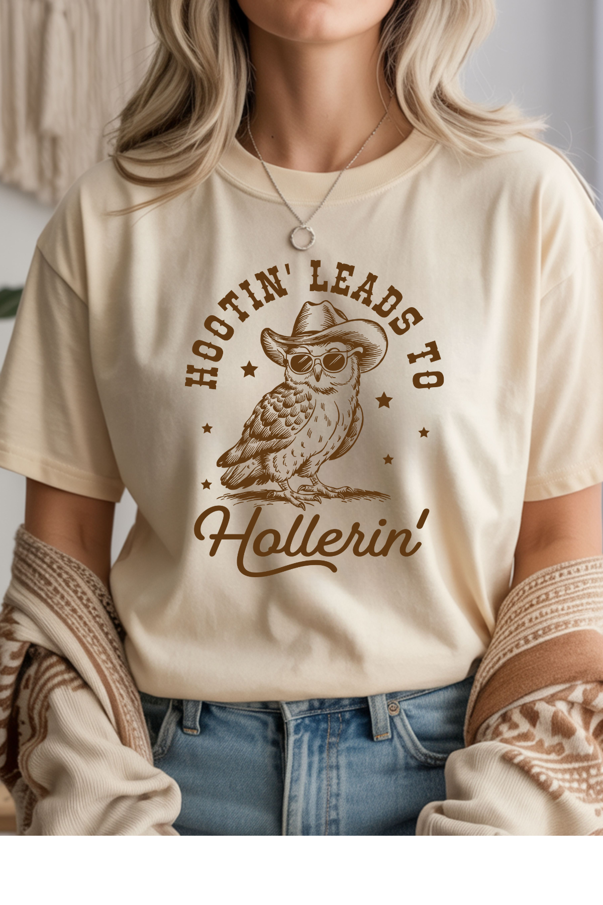 Wholesale Soft Meadow - Hootin & Hollerin #3 - Natural Gildan Tee