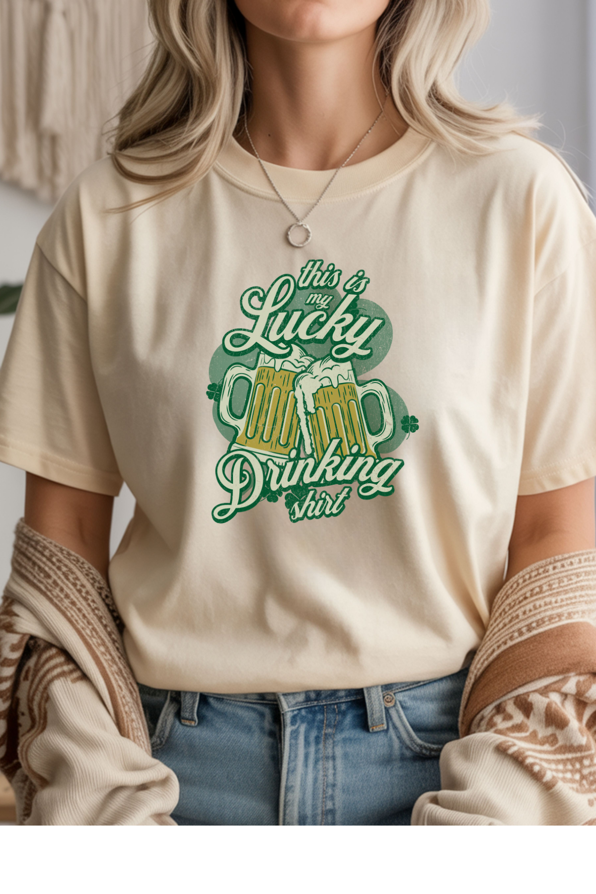 Wholesale Sahara Spring - Lucky Drinking Shirt #1 - Natural Gildan Tee
