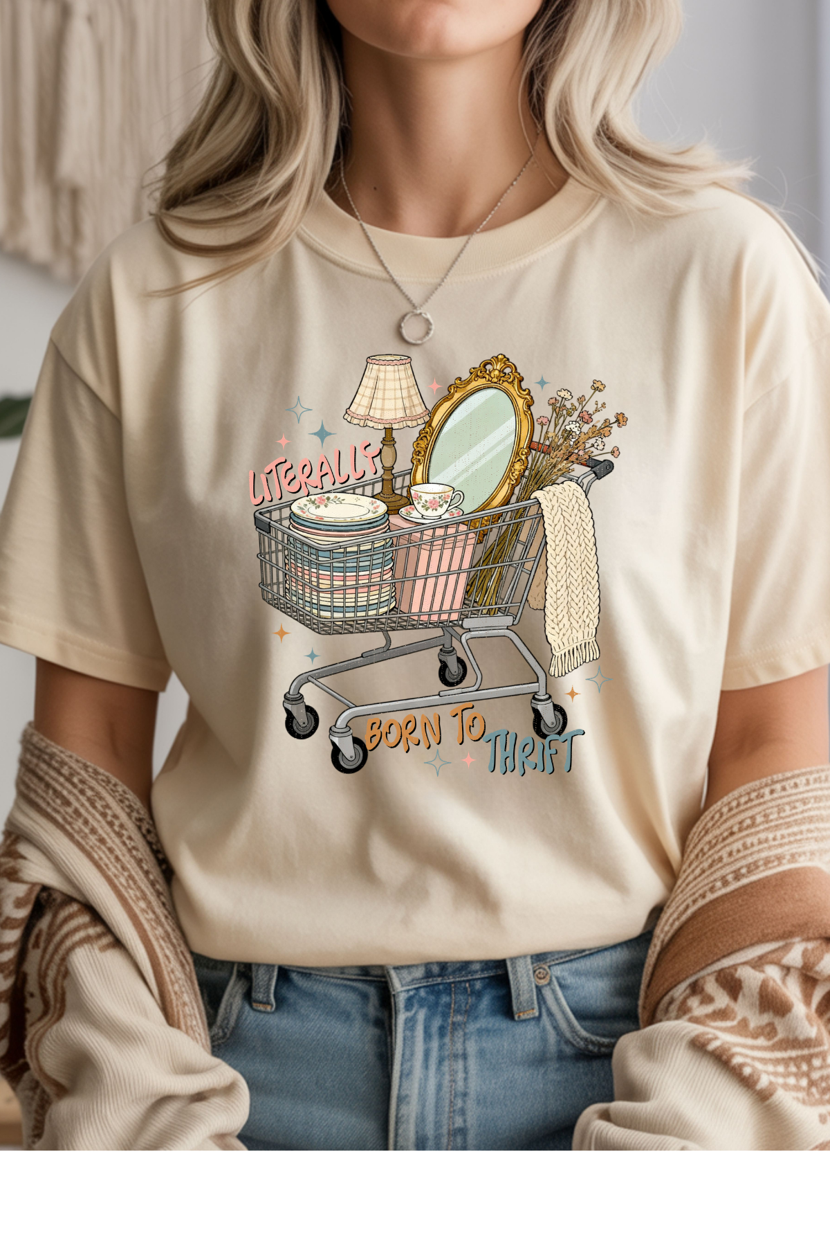 Wholesale Indigo - Born to Thrift #1 - Natural Gildan Tee