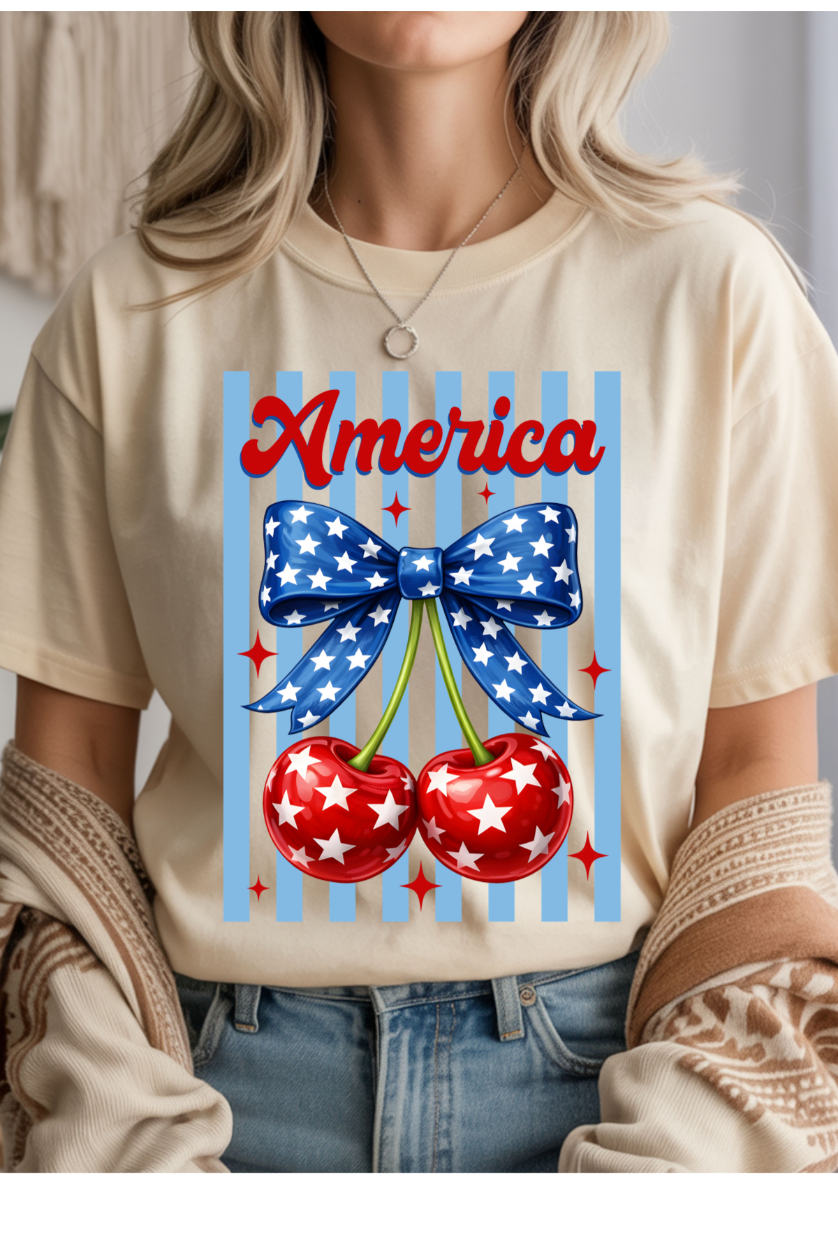 Wholesale Memorial Day - American Cherry #1 - Natural Gildan Tee