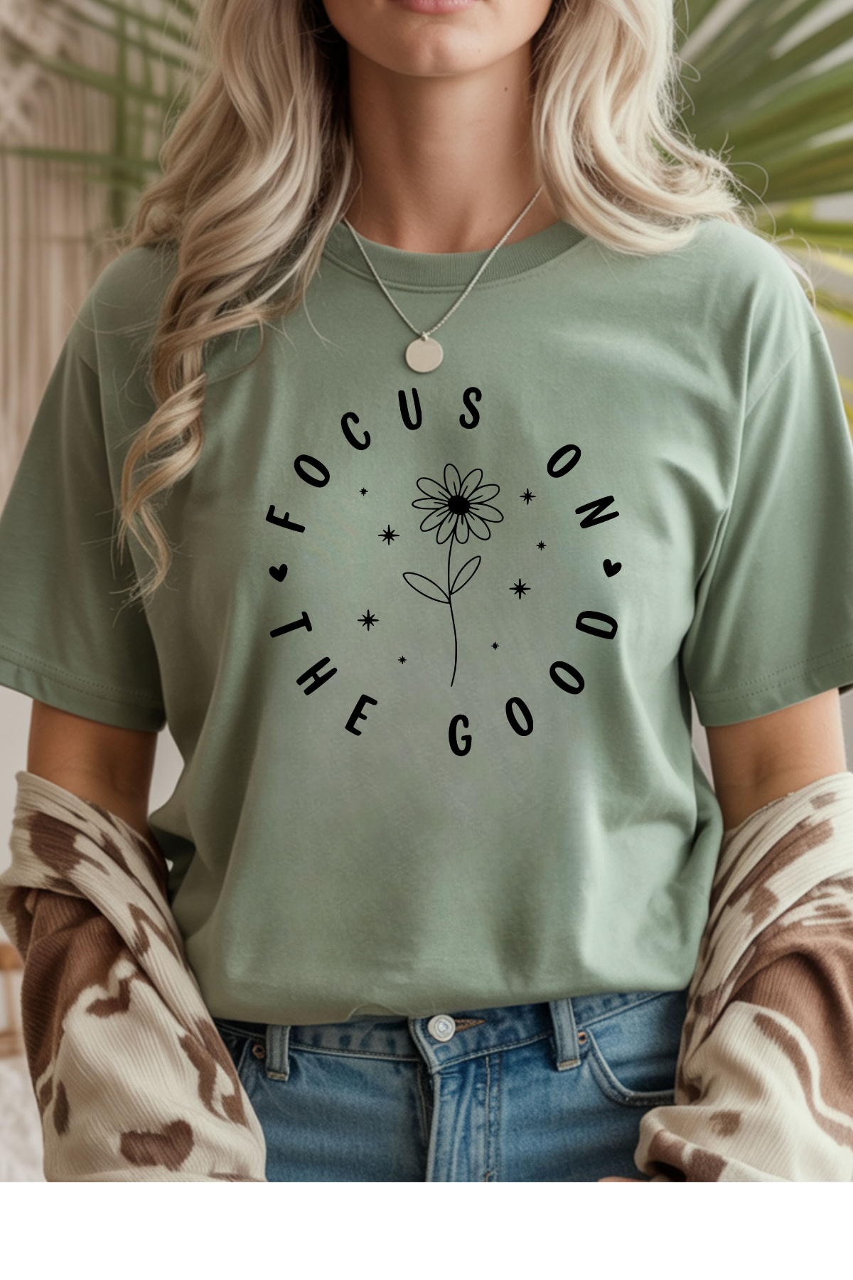 Wholesale Blue Waves - Focus On The Good #2 - Sage Gildan Tee