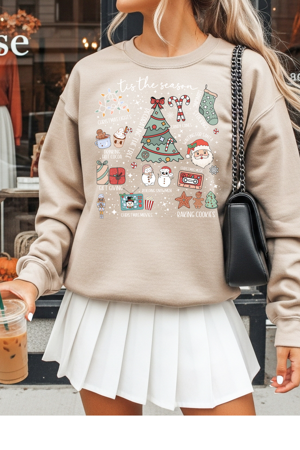 Wholesale Xmas #1 Red - Tis The Season #3 - Sand Gildan Sweatshirt