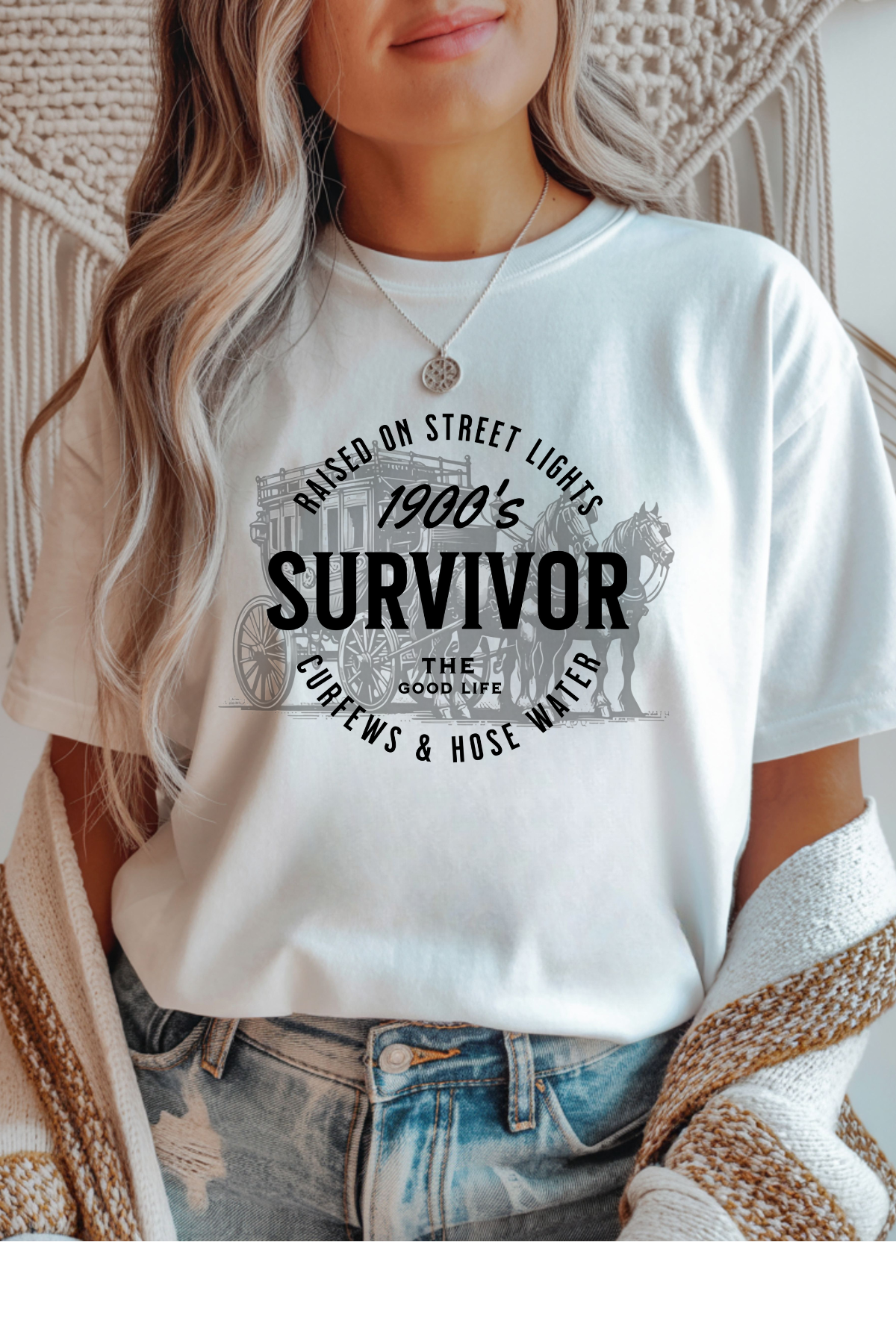 Wholesale Hey Jude - 1900s Survivor #4 - White Gildan Tee