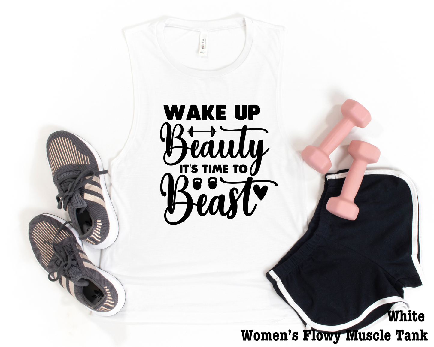 Wholesale Time to Beast - Athletic Heather Bella Muscle Tank