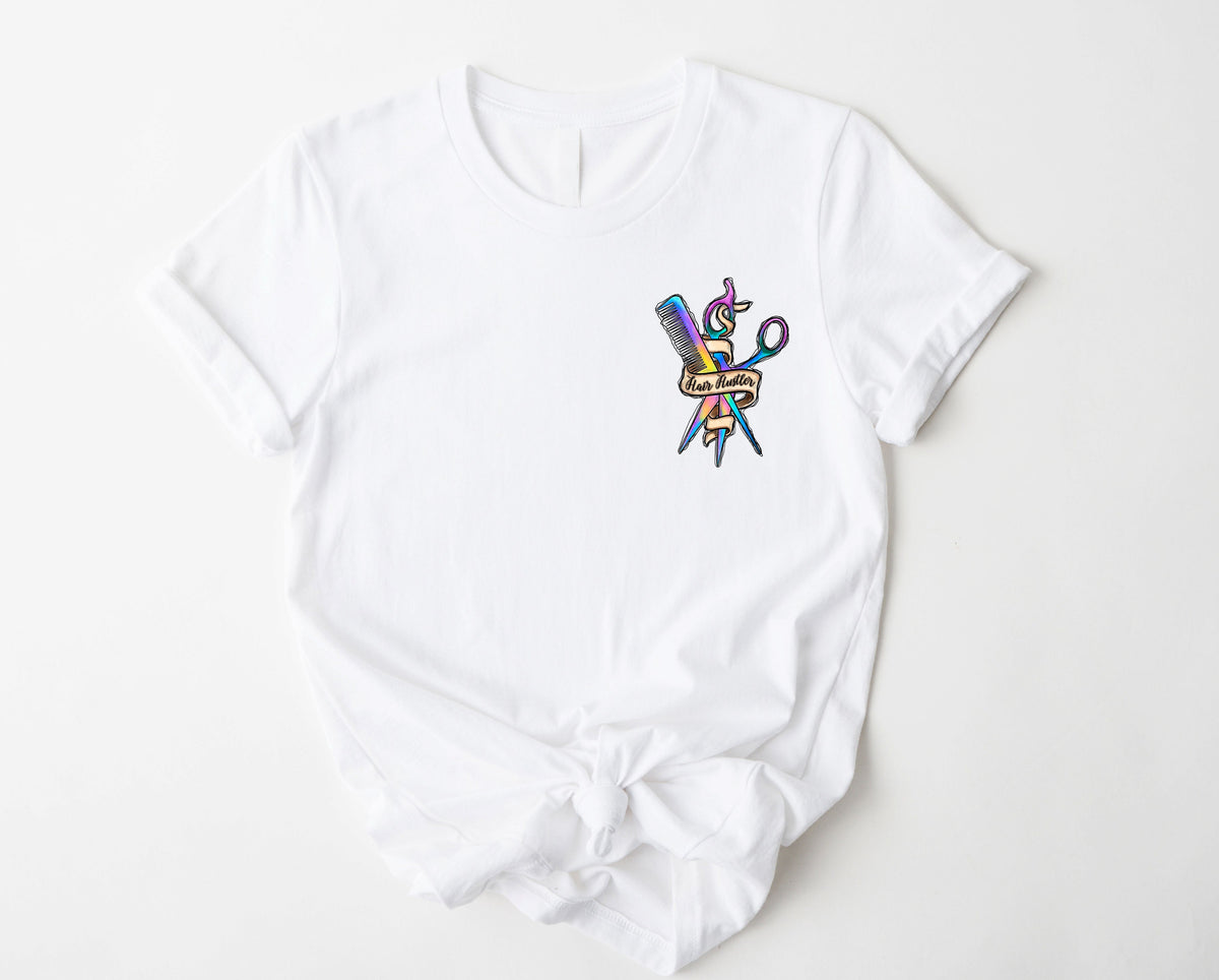 Wholesale Hair Hustler Pocket Print Graphic Tee - Atlantic