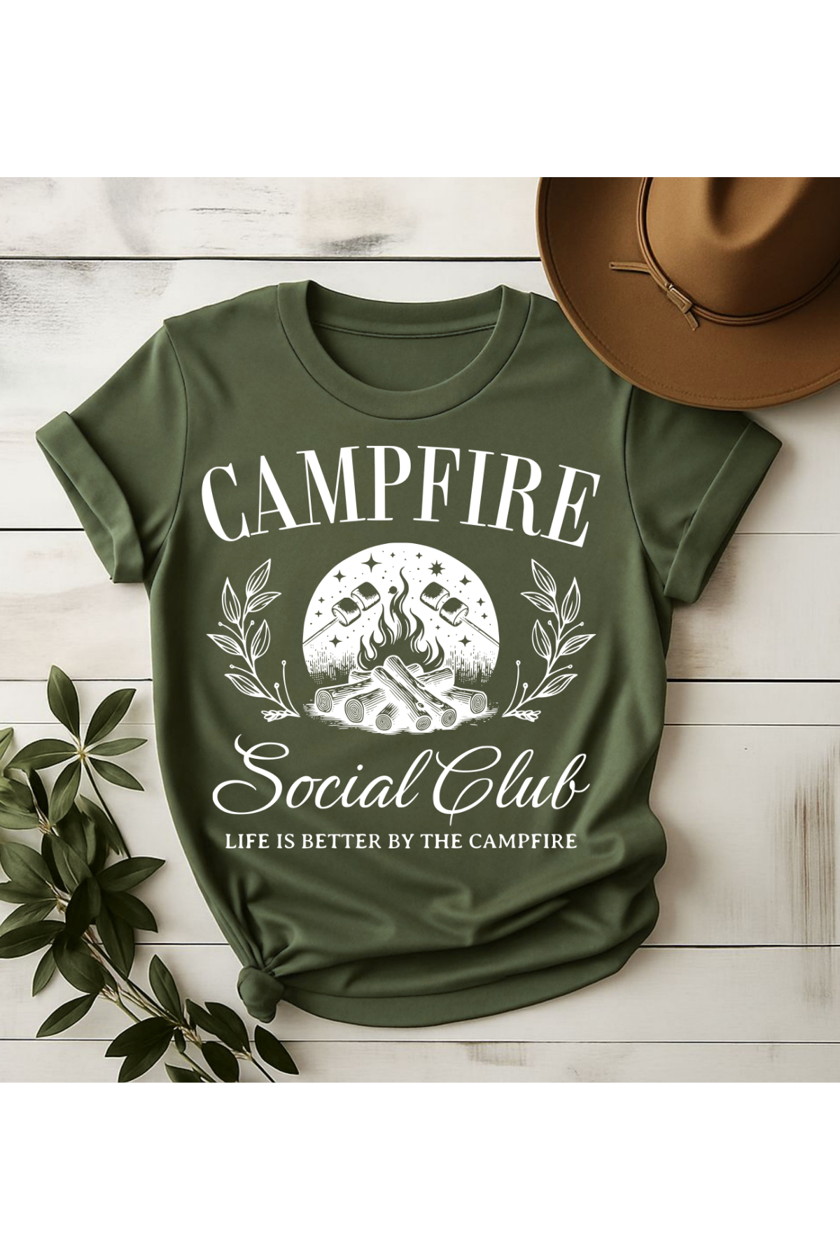 Wholesale Royal Queen - Campfire Social #2 - Military Green Gildan Tee