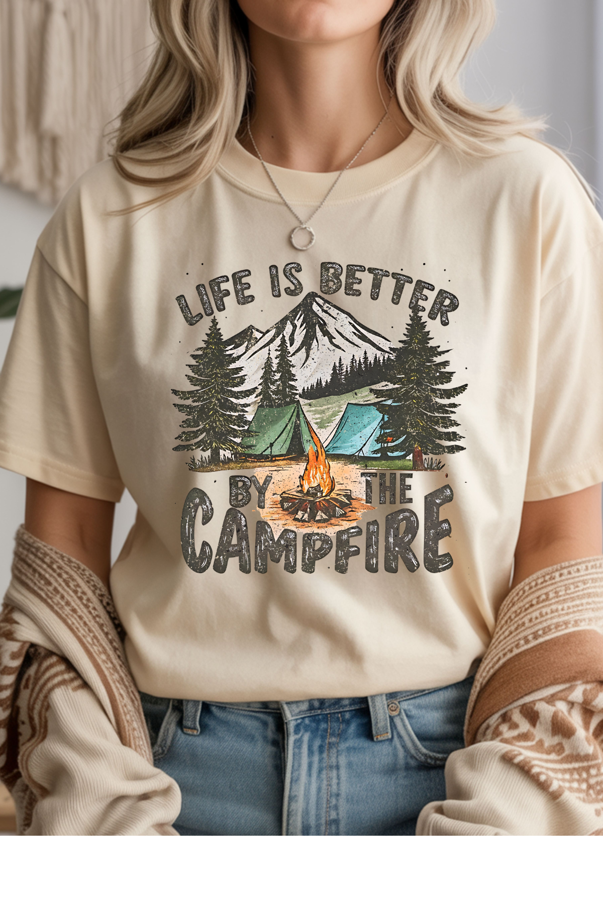 Wholesale Indigo - By The Campfire #2 - Natural Gildan Tee