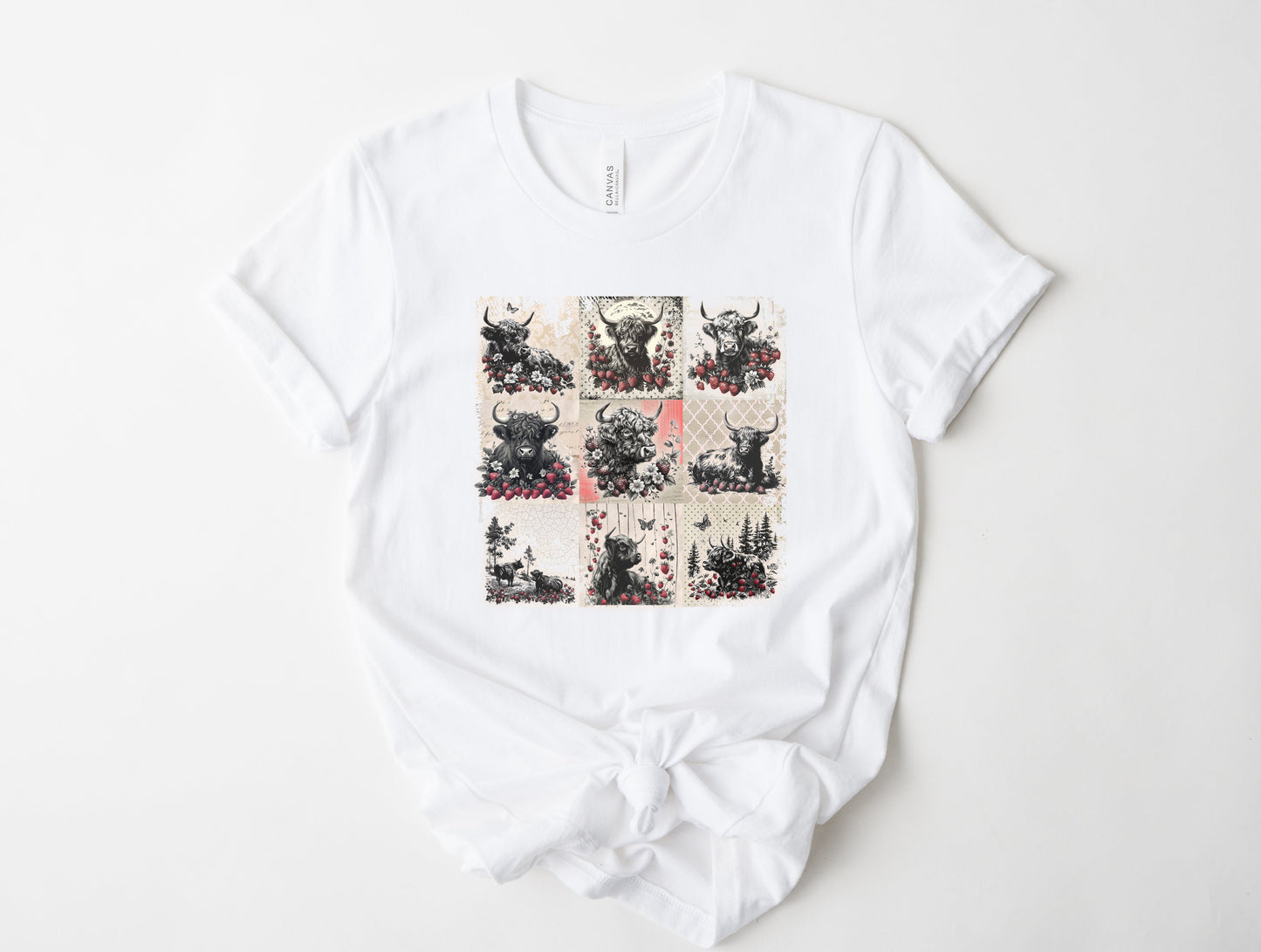 Wholesale Patchwork Cow Graphic Tee - Mauve