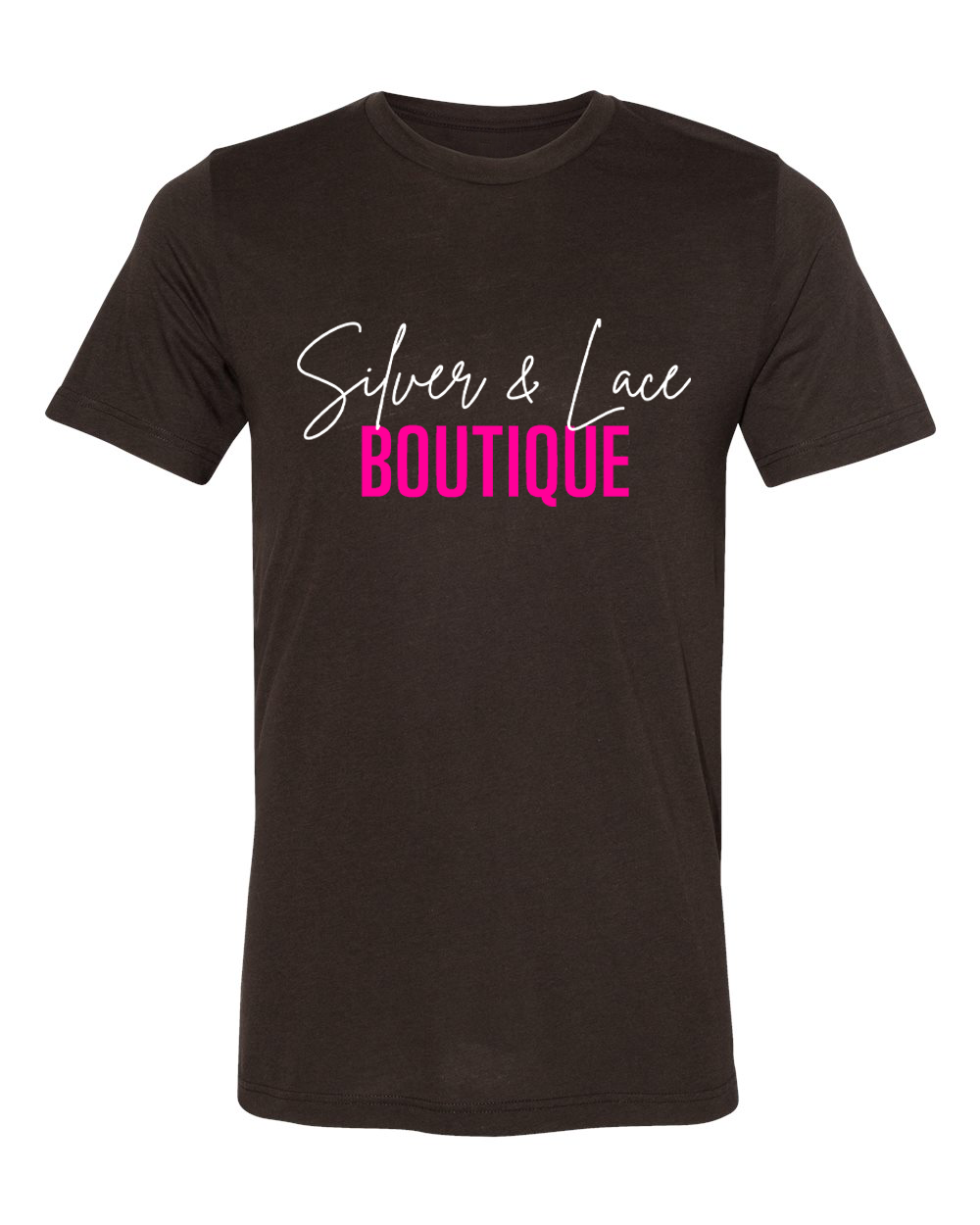Wholesale Silver & Lace Custom Graphic Tee - Triblend Brown