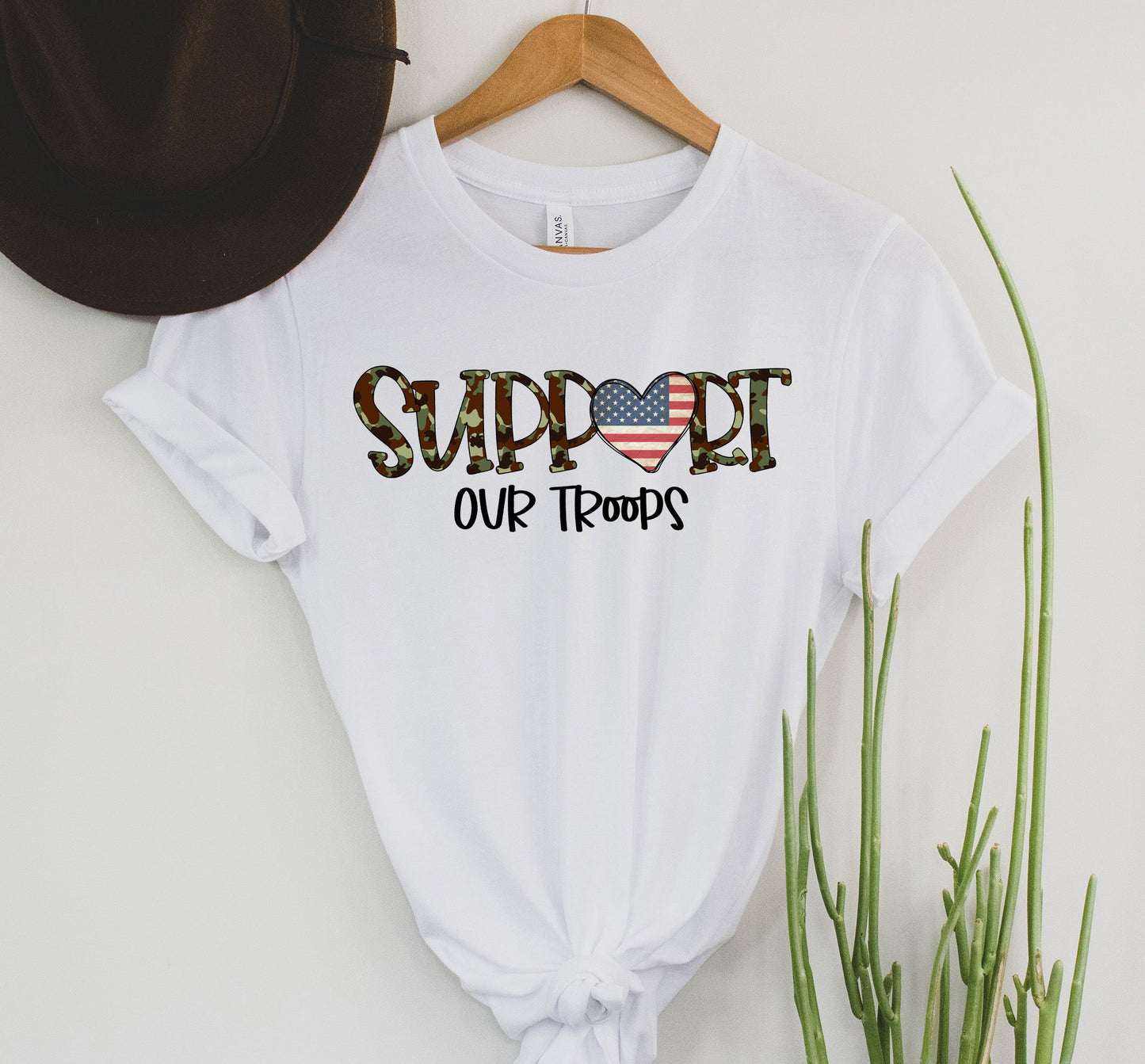 Wholesale Support our Troops Graphic Tee - Grey