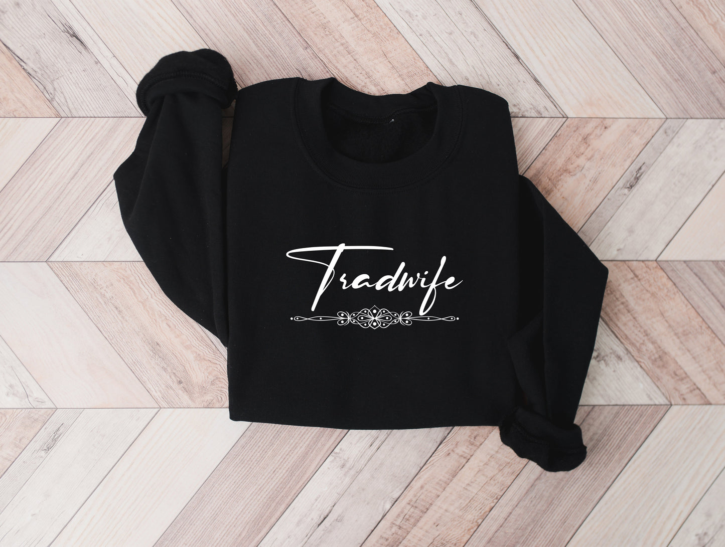 Wholesale Tradwife Graphic Tee - Black Sweatshirt