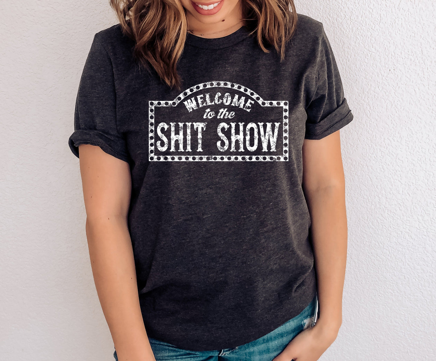 Wholesale Welcome to the Shit Show Graphic Tee - Heather Charcoal