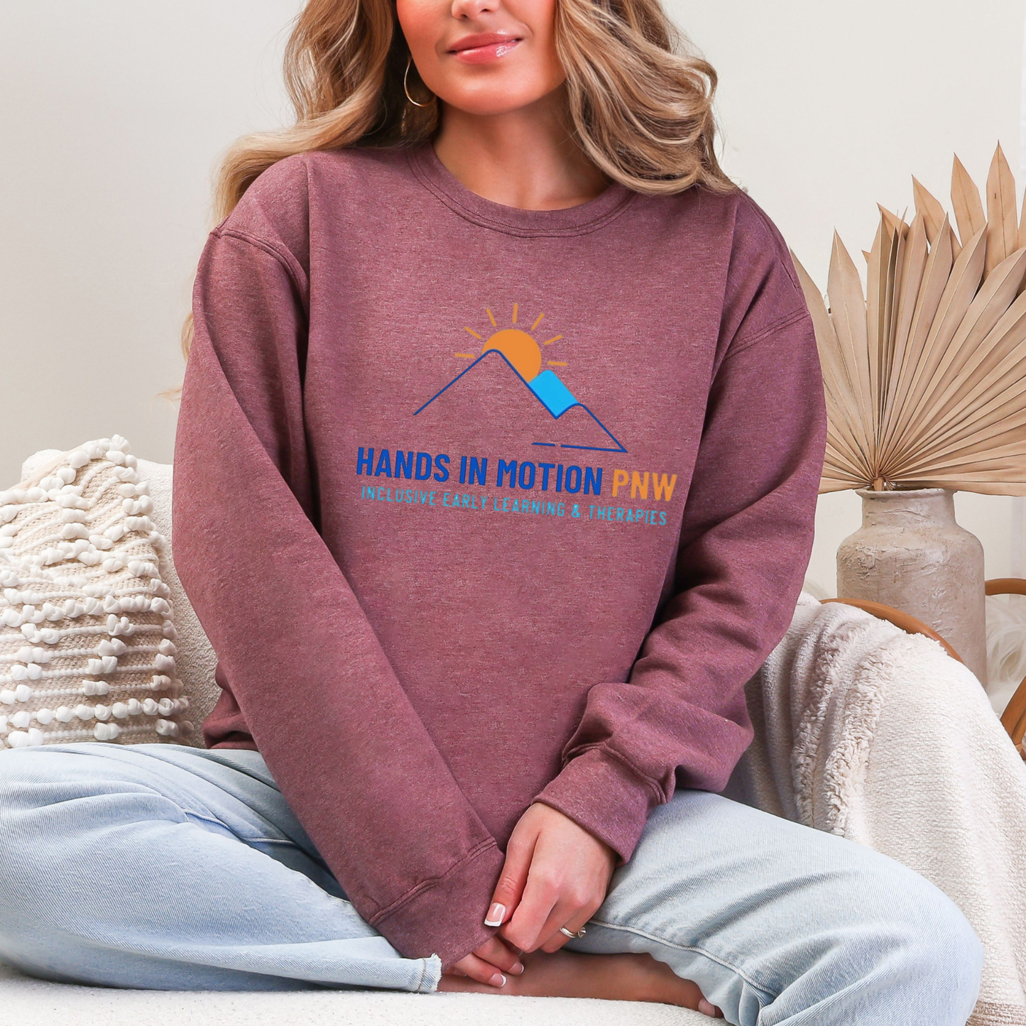 Wholesale Hands In Motion Sweatshirt - Heather Dark Maroon