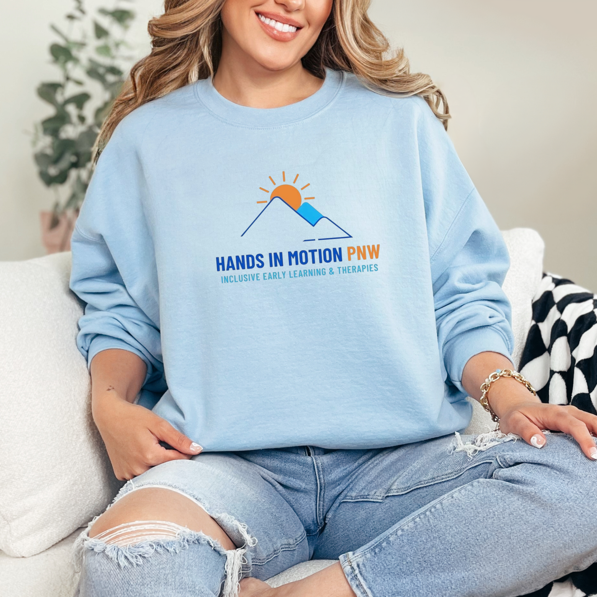 Wholesale Hands In Motion Sweatshirt - Light Blue Sweatshirt
