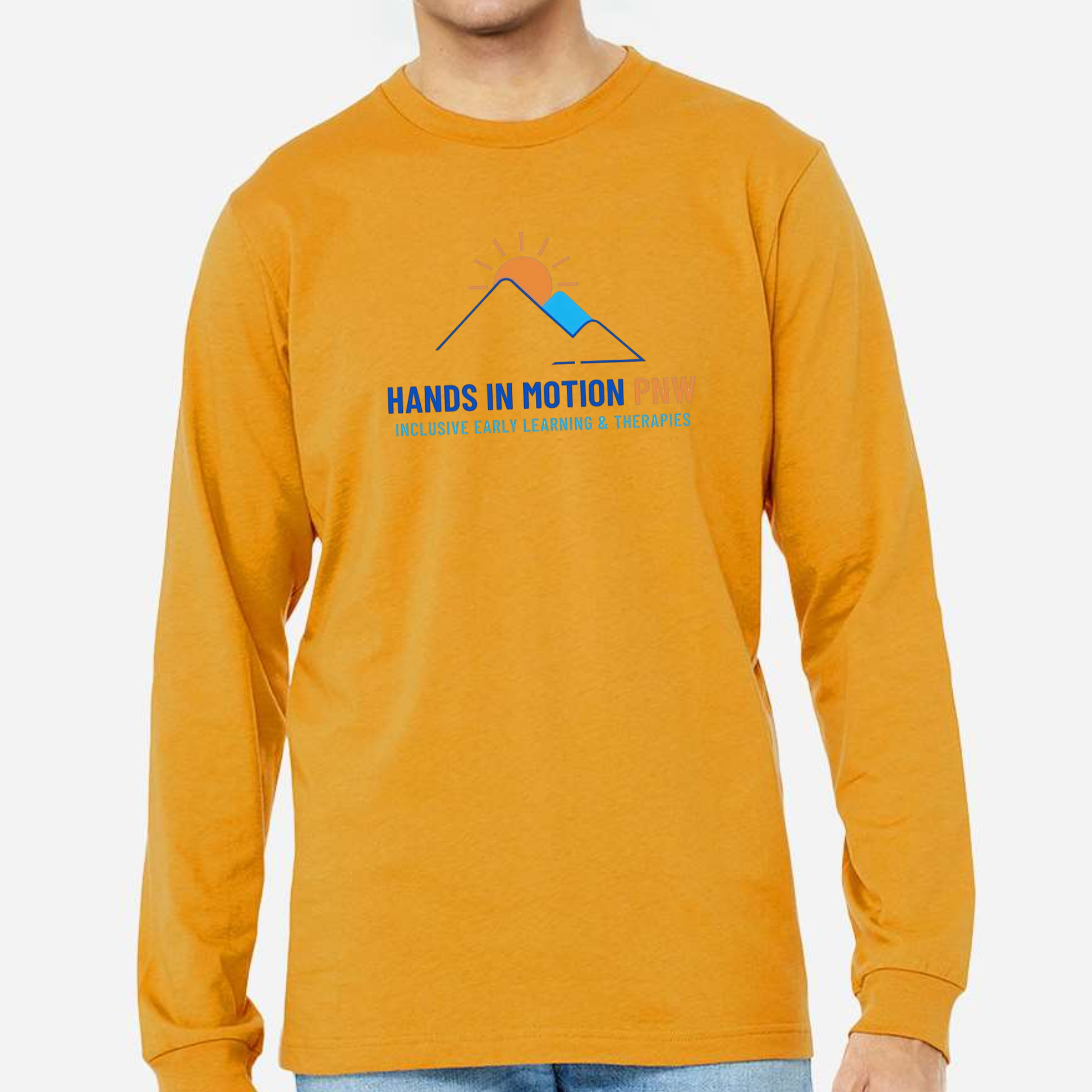 Wholesale Hands In Motion Graphic Long Sleeve Tee - Mustard LONG sleeve Tee