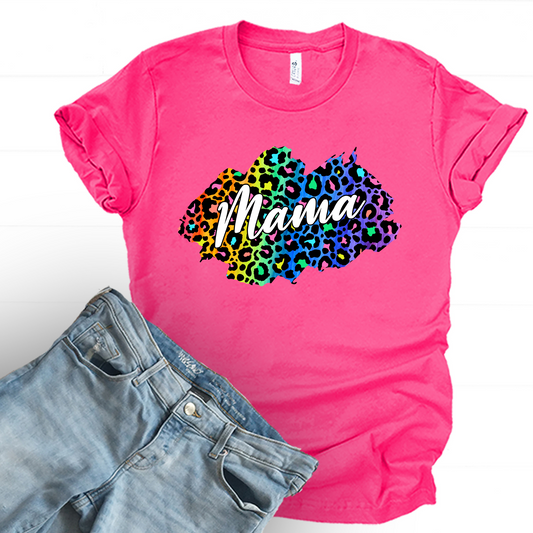 Wholesale Leopard Mama Graphic Tee - Black Tee